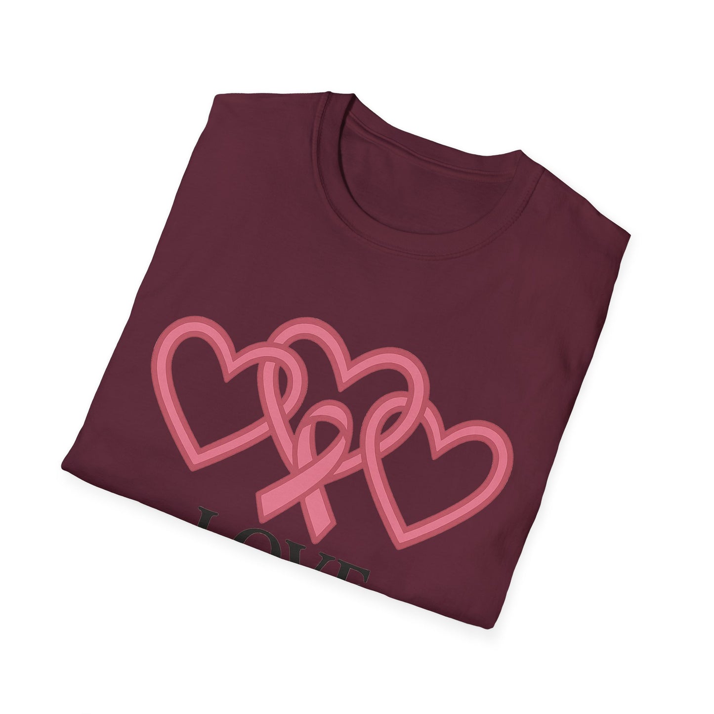 Love Support Cure Shirt | Breast Cancer Awareness Pink Ribbon Hearts Tee | Survivor Fighter Support Hope T-Shirt October Month