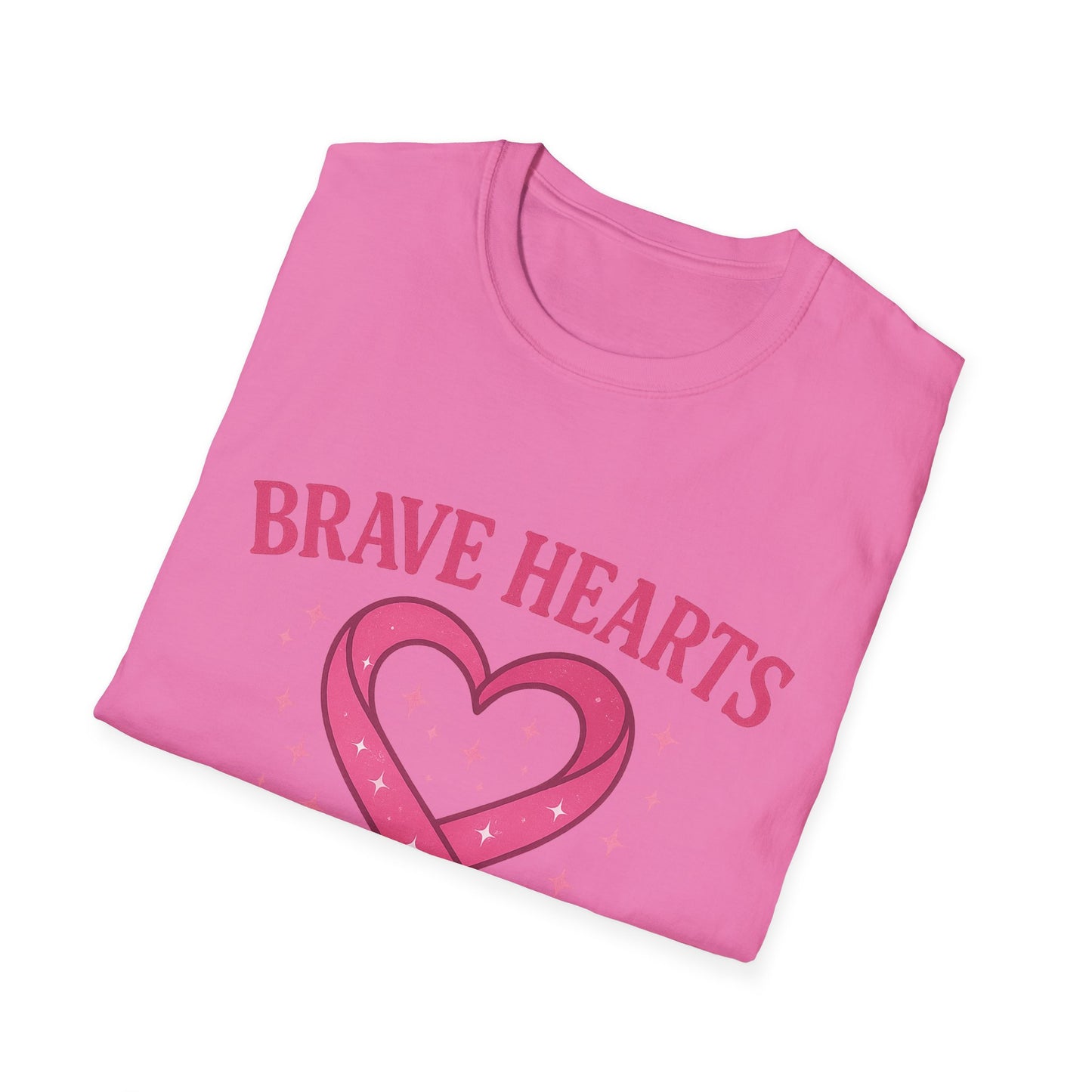 Brave Hearts Wear Pink Shirt | Breast Cancer Awareness Heart Ribbon Tee | Survivor Fighter Support Hope T-Shirt October Strong