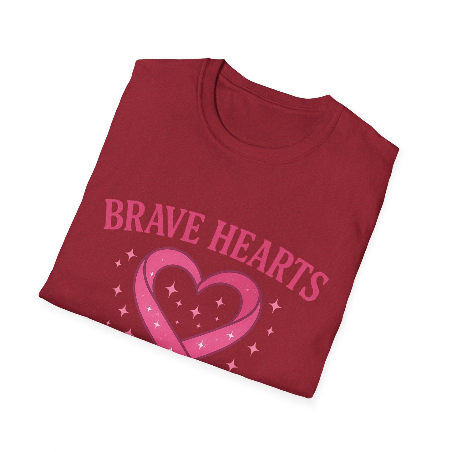 Brave Hearts Wear Pink Shirt | Breast Cancer Awareness Heart Ribbon Tee | Survivor Fighter Support Hope T-Shirt October Strong