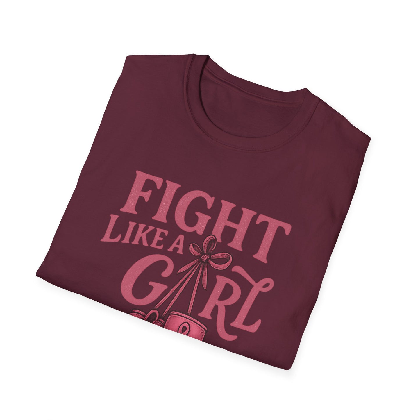Fight Like a Girl Shirt | Breast Cancer Awareness Boxing Gloves Tee | Pink Ribbon Strength Support T-Shirt Survivor Fighter