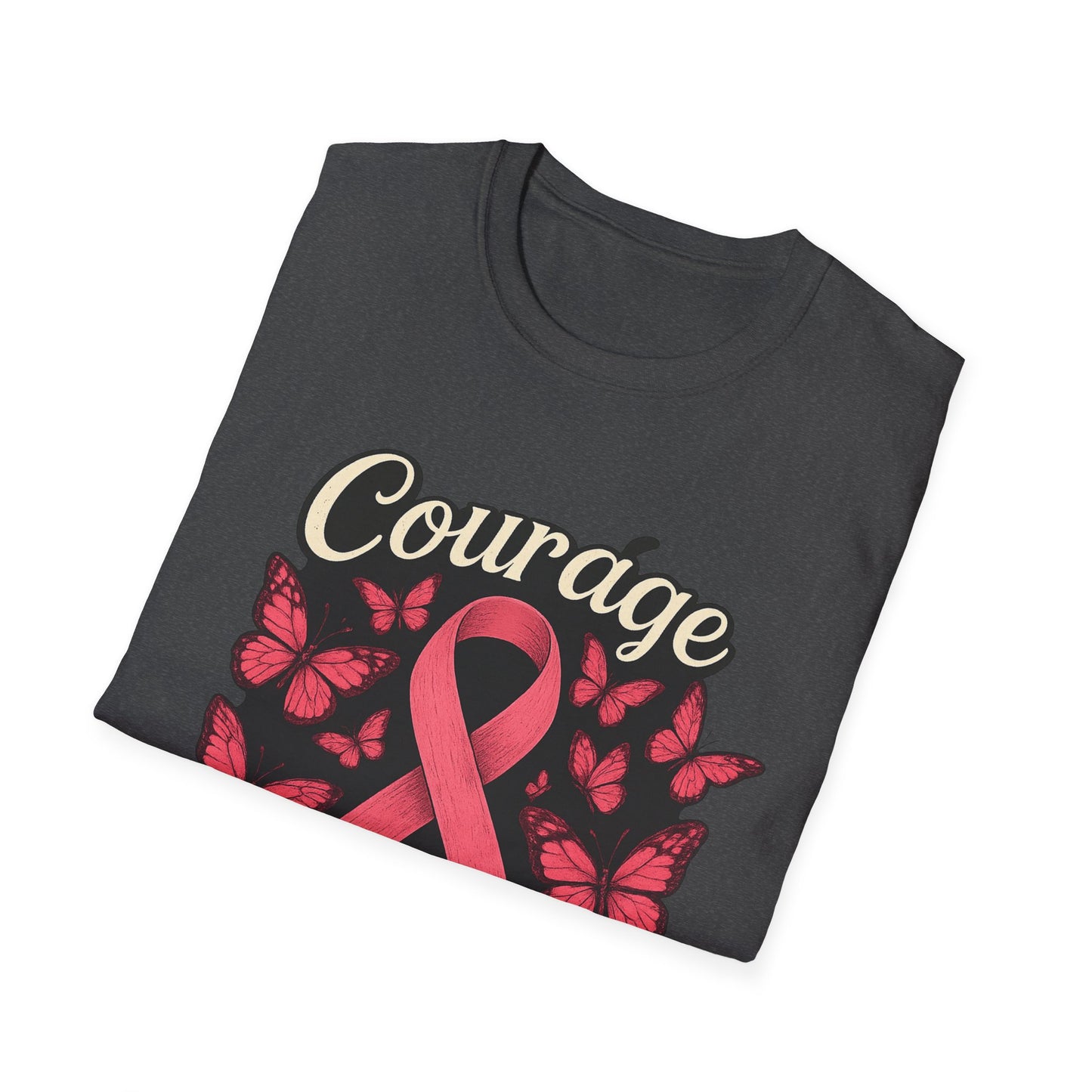 Courage Is Contagious Shirt | Breast Cancer Awareness Pink Ribbon Tee | Butterfly Hope Support Survivor Fighter T-Shirt October