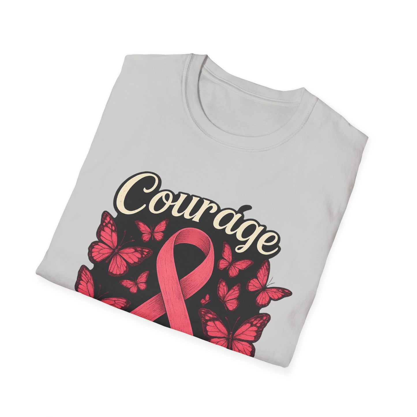 Courage Is Contagious Shirt | Breast Cancer Awareness Pink Ribbon Tee | Butterfly Hope Support Survivor Fighter T-Shirt October