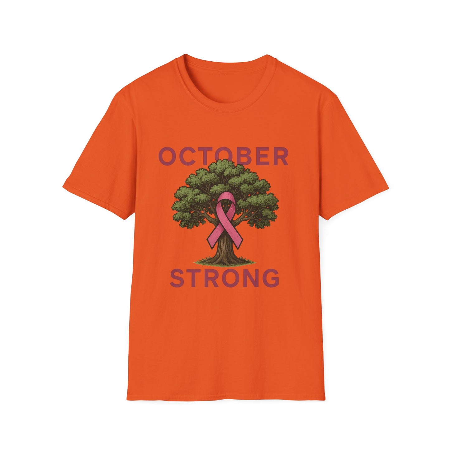 October Strong Shirt | Breast Cancer Awareness Pink Ribbon Tree Tee | Survivor Fighter Support T-Shirt Hope Strength Courage