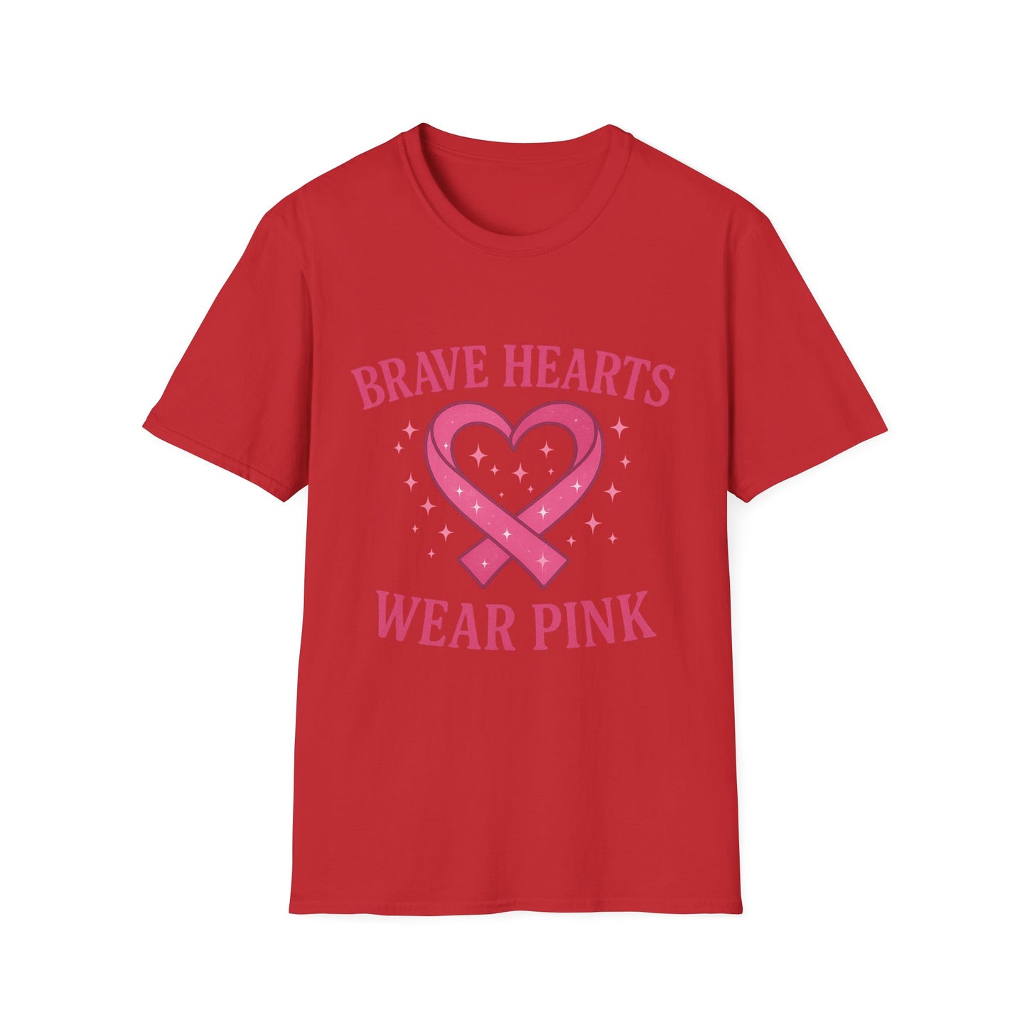 Brave Hearts Wear Pink Shirt | Breast Cancer Awareness Heart Ribbon Tee | Survivor Fighter Support Hope T-Shirt October Strong
