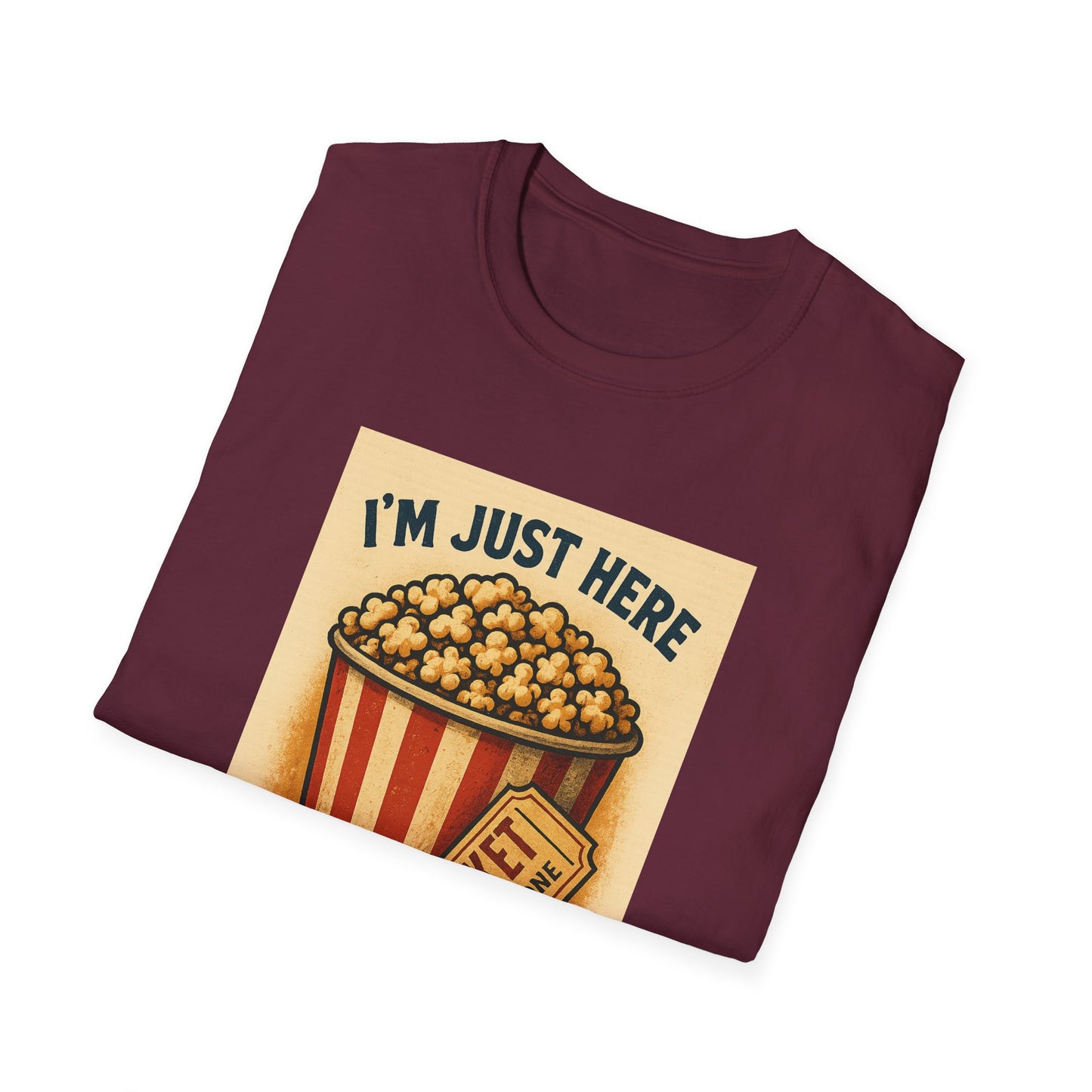 I’m Just Here for the Popcorn Shirt – Funny Movie Night Tee – Retro Popcorn Bucket T-Shirt for Theater & Film Fans
