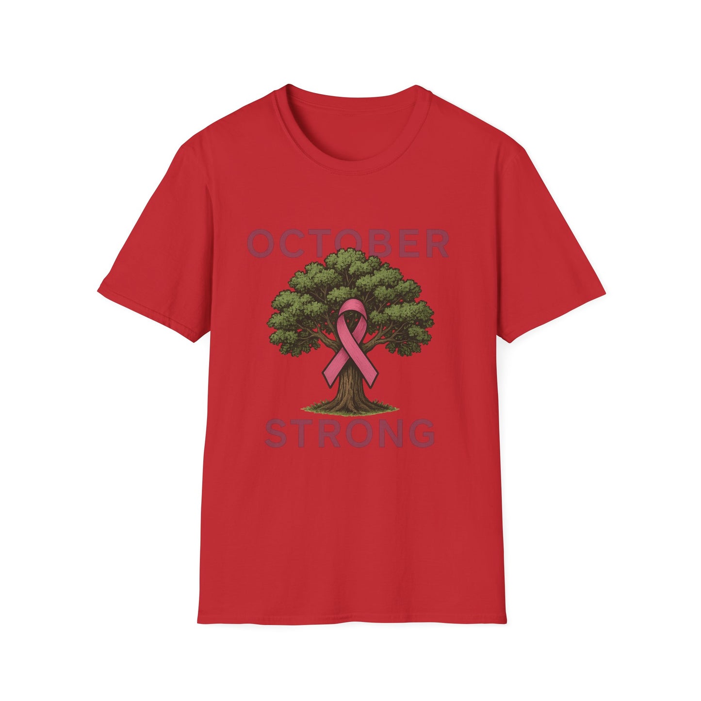 October Strong Shirt | Breast Cancer Awareness Pink Ribbon Tree Tee | Survivor Fighter Support T-Shirt Hope Strength Courage