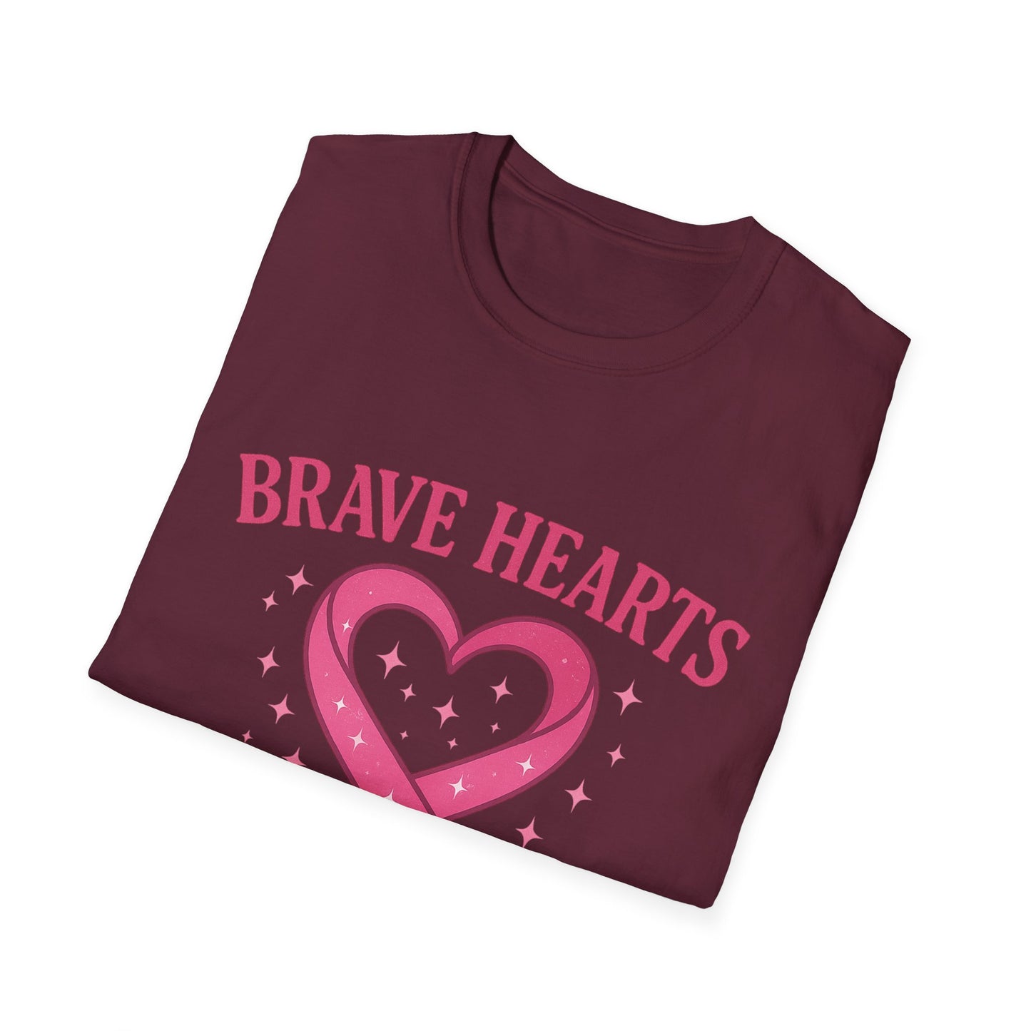 Brave Hearts Wear Pink Shirt | Breast Cancer Awareness Heart Ribbon Tee | Survivor Fighter Support Hope T-Shirt October Strong
