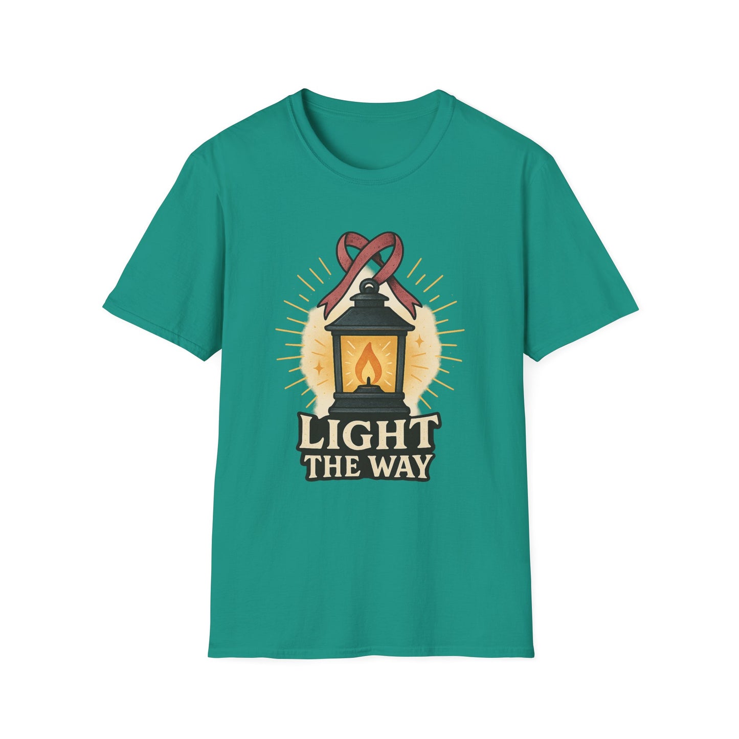 Light the Way Shirt | Breast Cancer Awareness Pink Ribbon Lantern Tee | Hope Support Survivor Fighter T-Shirt October Strong