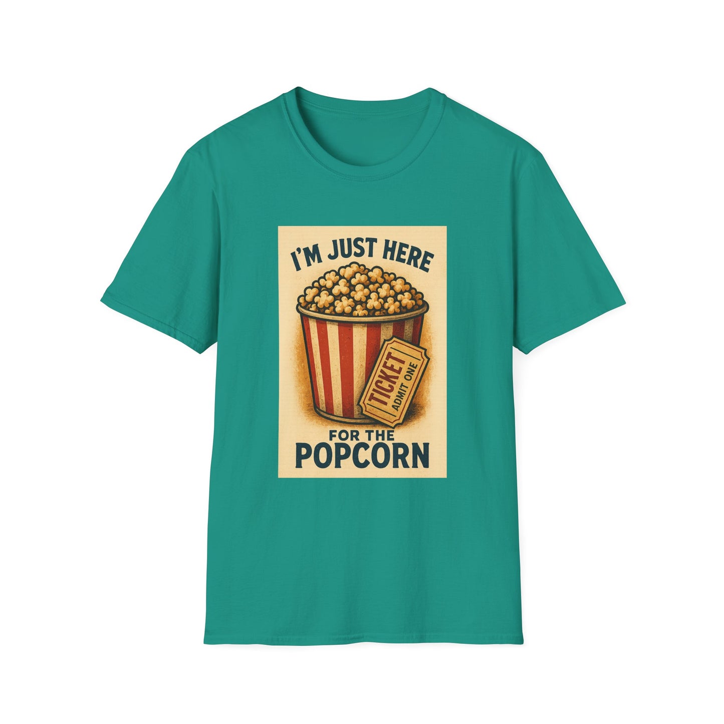 I’m Just Here for the Popcorn Shirt – Funny Movie Night Tee – Retro Popcorn Bucket T-Shirt for Theater & Film Fans
