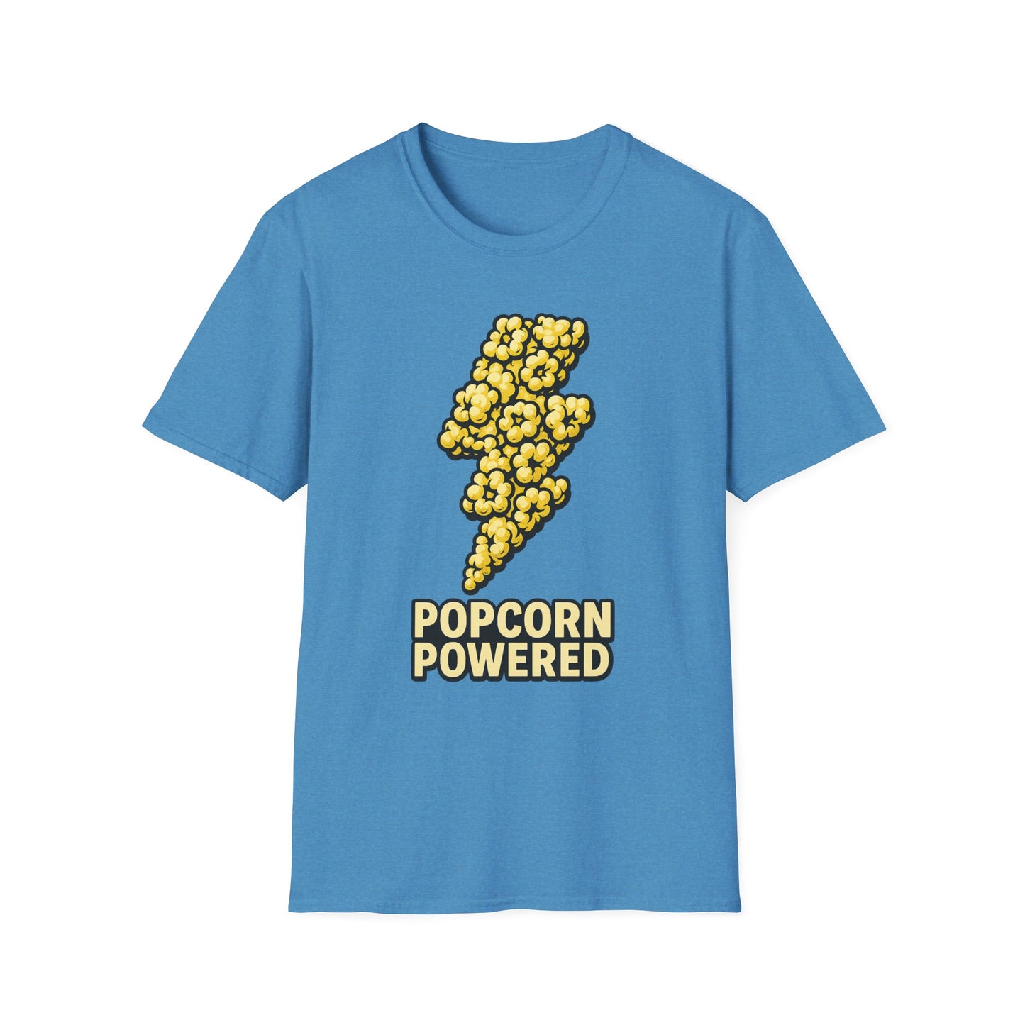 Popcorn Powered Shirt – Funny Movie Snack Tee – Retro Popcorn Lover T-Shirt for Cinema Nights & Foodie Fans