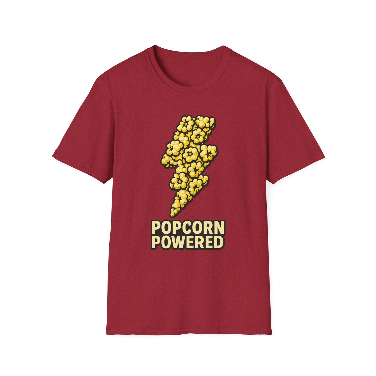 Popcorn Powered Shirt – Funny Movie Snack Tee – Retro Popcorn Lover T-Shirt for Cinema Nights & Foodie Fans