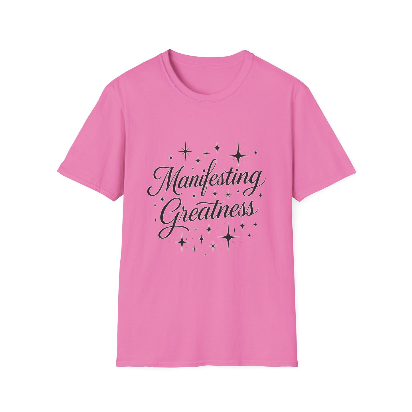 Manifesting Greatness T-Shirt – Elegant Script Stars Spiritual Manifestation Tee