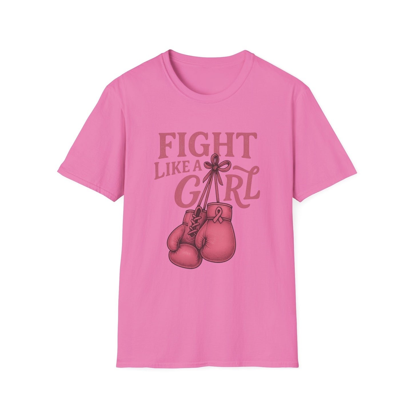 Fight Like a Girl Shirt | Breast Cancer Awareness Boxing Gloves Tee | Pink Ribbon Strength Support T-Shirt Survivor Fighter