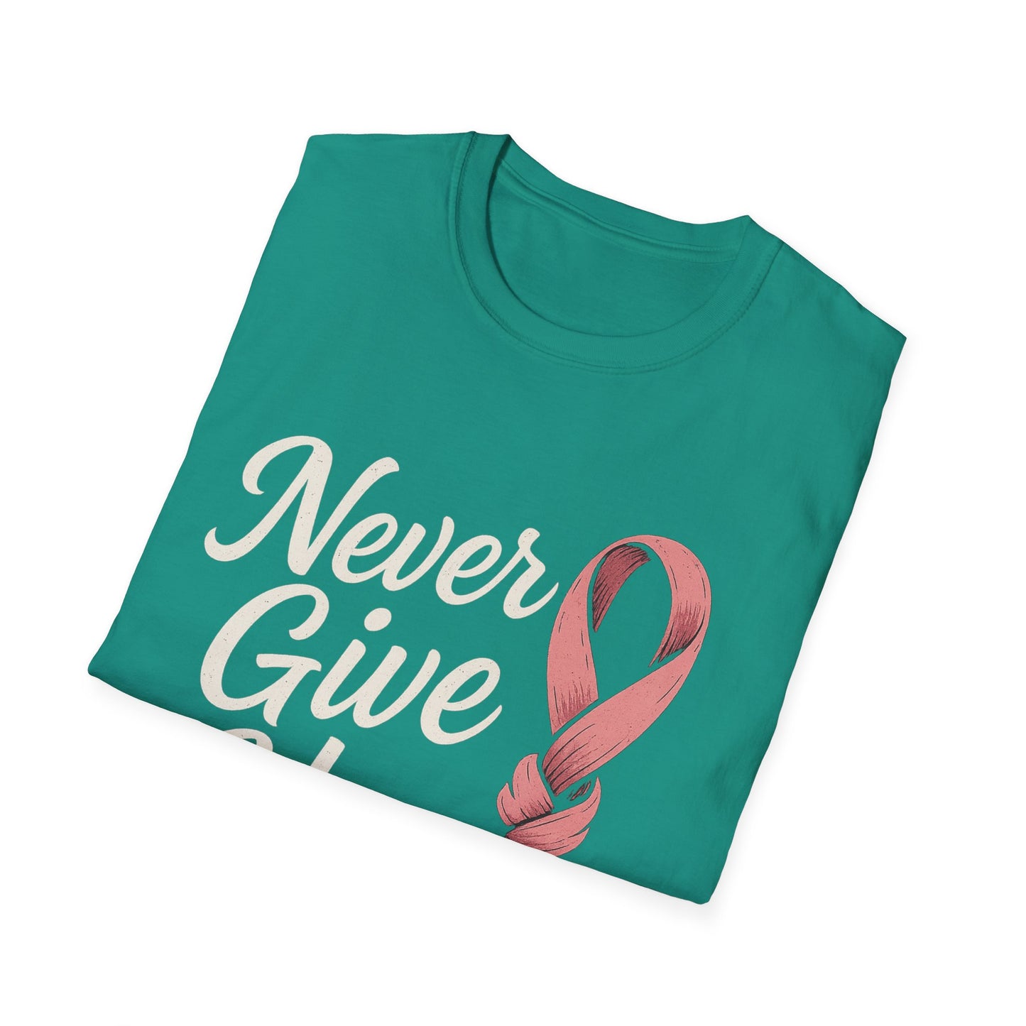 Never Give Up Shirt | Breast Cancer Awareness Pink Ribbon Tee | Inspirational Support Survivor Fighter T-Shirt October Hope