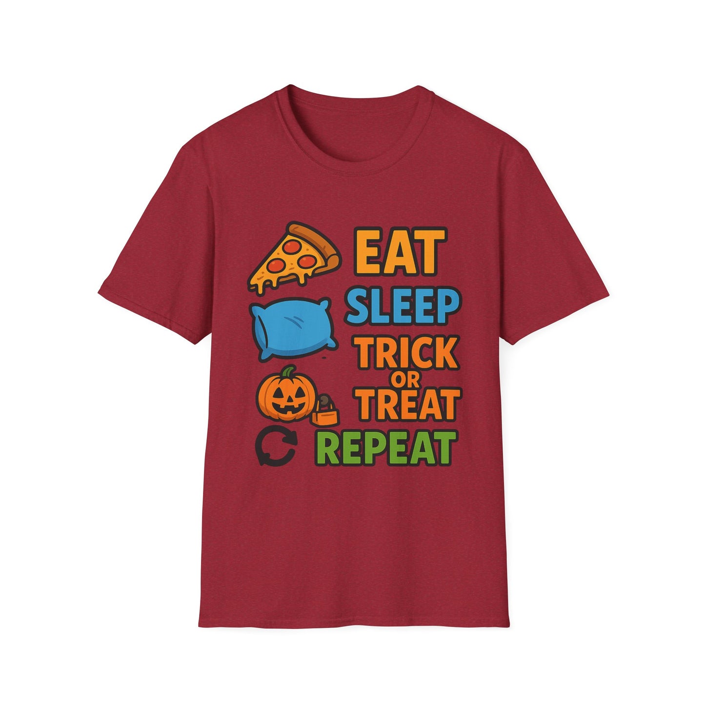 Eat Sleep Trick or Treat Repeat Shirt – Funny Halloween Candy Tee