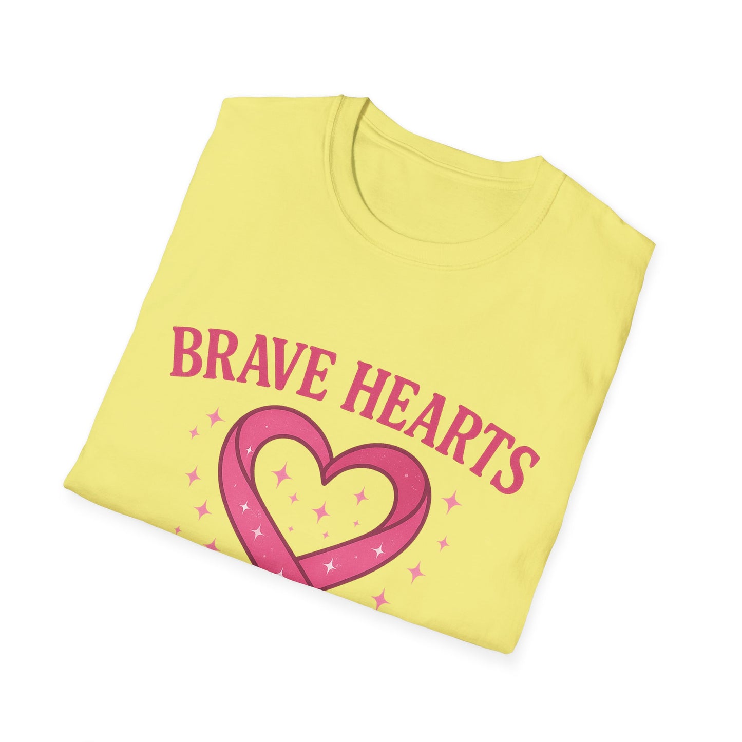 Brave Hearts Wear Pink Shirt | Breast Cancer Awareness Heart Ribbon Tee | Survivor Fighter Support Hope T-Shirt October Strong