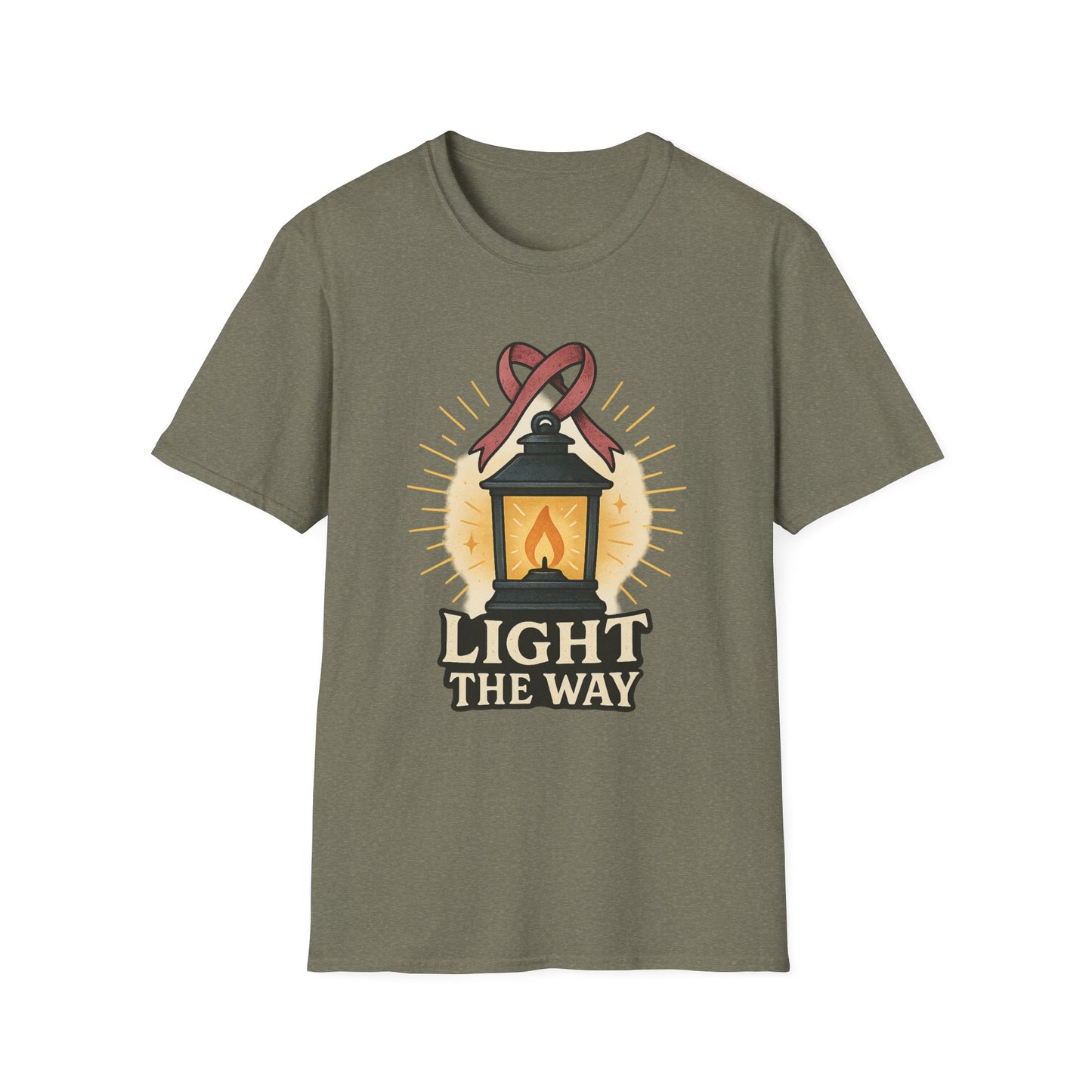 Light the Way Shirt | Breast Cancer Awareness Pink Ribbon Lantern Tee | Hope Support Survivor Fighter T-Shirt October Strong