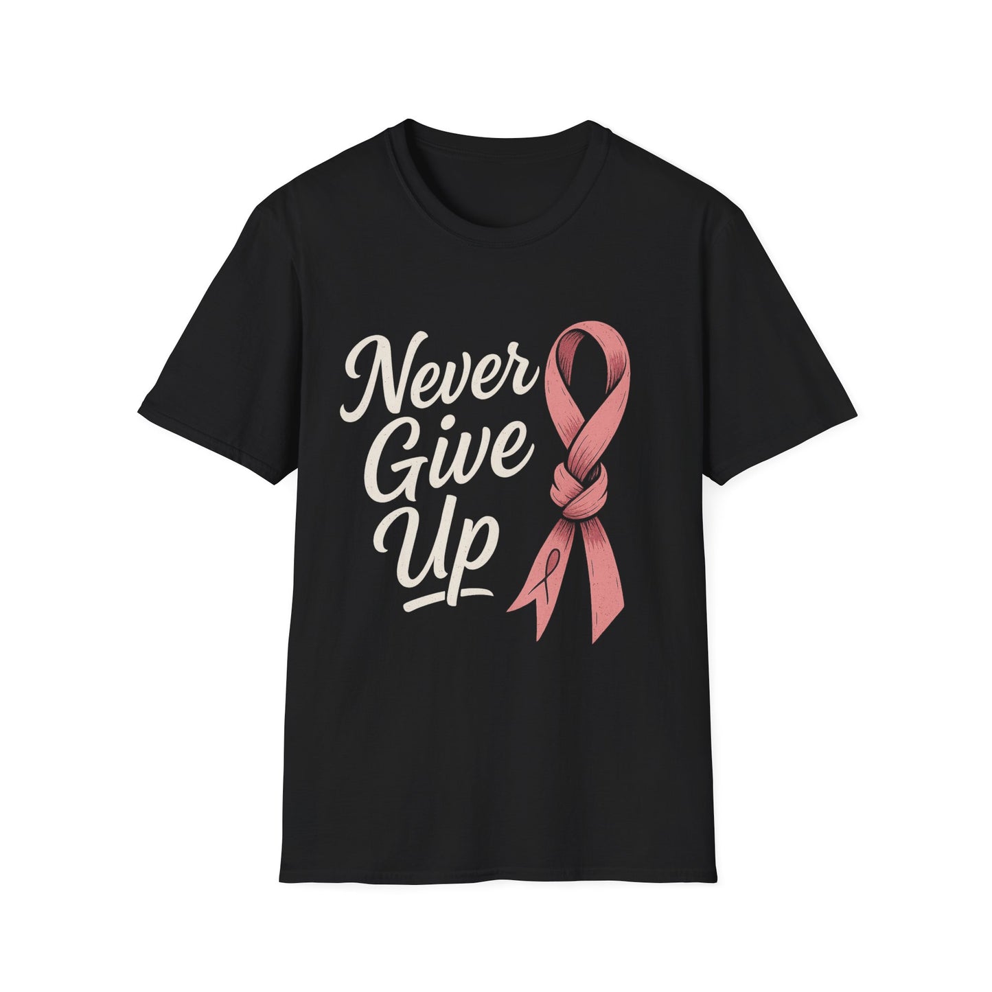 Never Give Up Shirt | Breast Cancer Awareness Pink Ribbon Tee | Inspirational Support Survivor Fighter T-Shirt October Hope