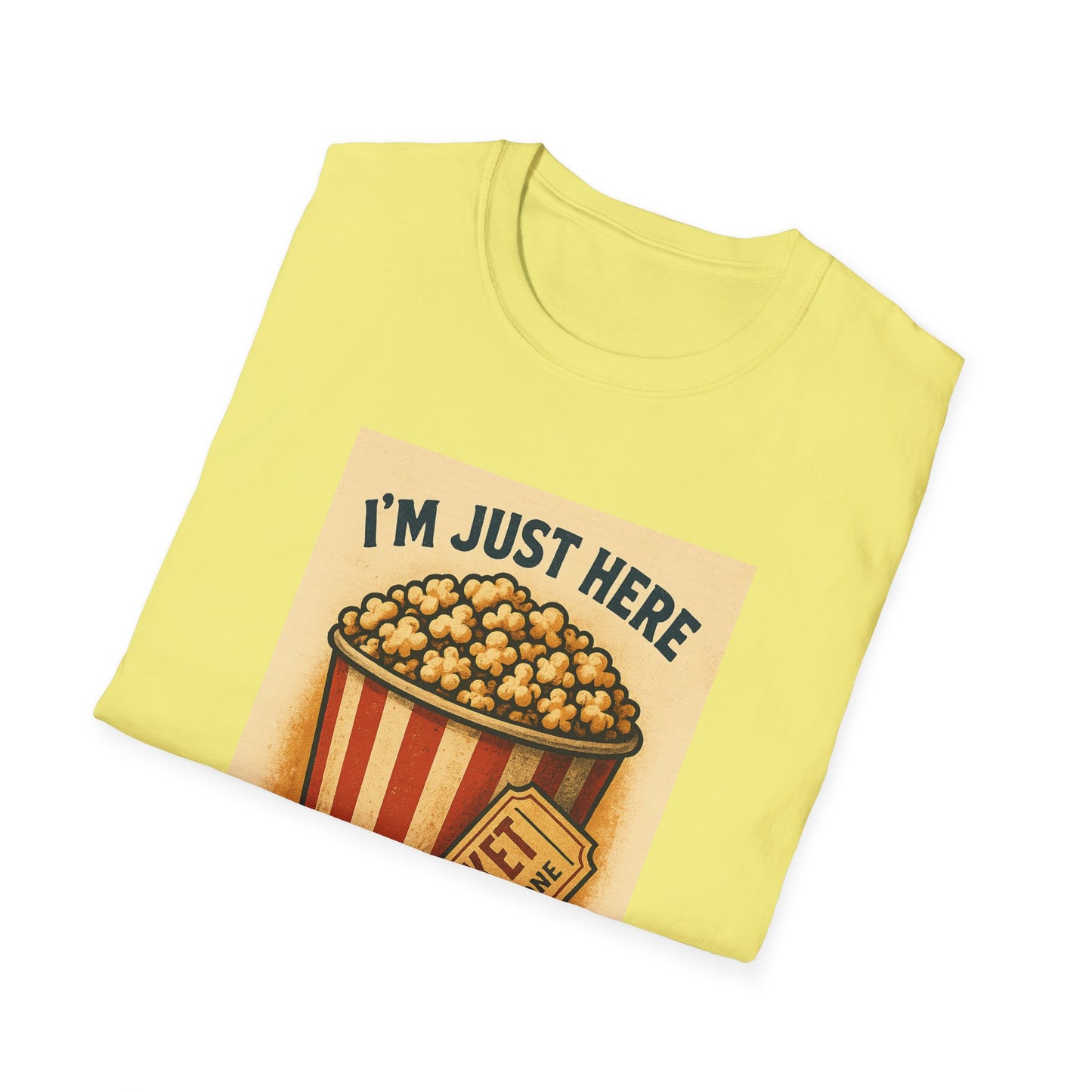 I’m Just Here for the Popcorn Shirt – Funny Movie Night Tee – Retro Popcorn Bucket T-Shirt for Theater & Film Fans