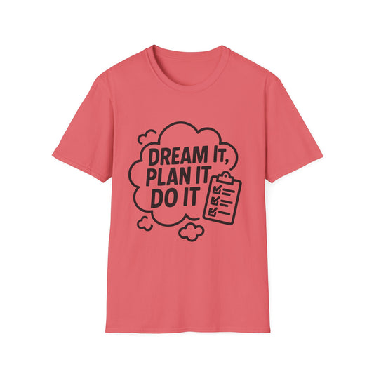 Dream It Plan It Do It T-Shirt – Inspirational Checklist Cloud Graphic Motivational Tee