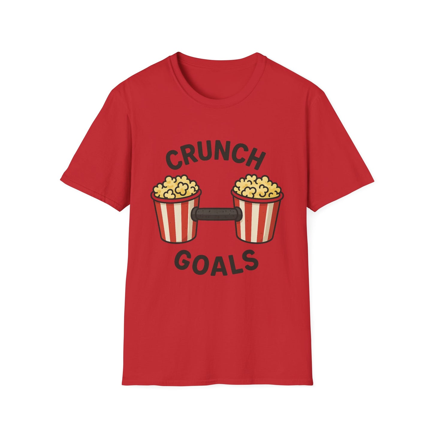 Crunch Goals Popcorn Shirt – Funny Fitness Pun Tee – Retro Popcorn Lover T-Shirt for Movie Nights & Snack Fans