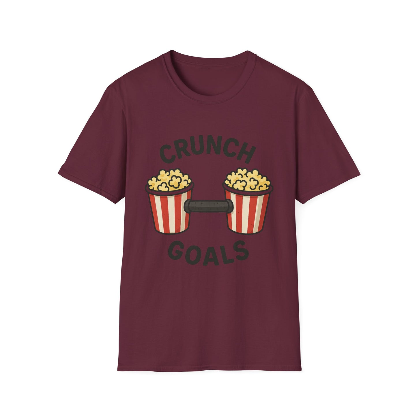Crunch Goals Popcorn Shirt – Funny Fitness Pun Tee – Retro Popcorn Lover T-Shirt for Movie Nights & Snack Fans