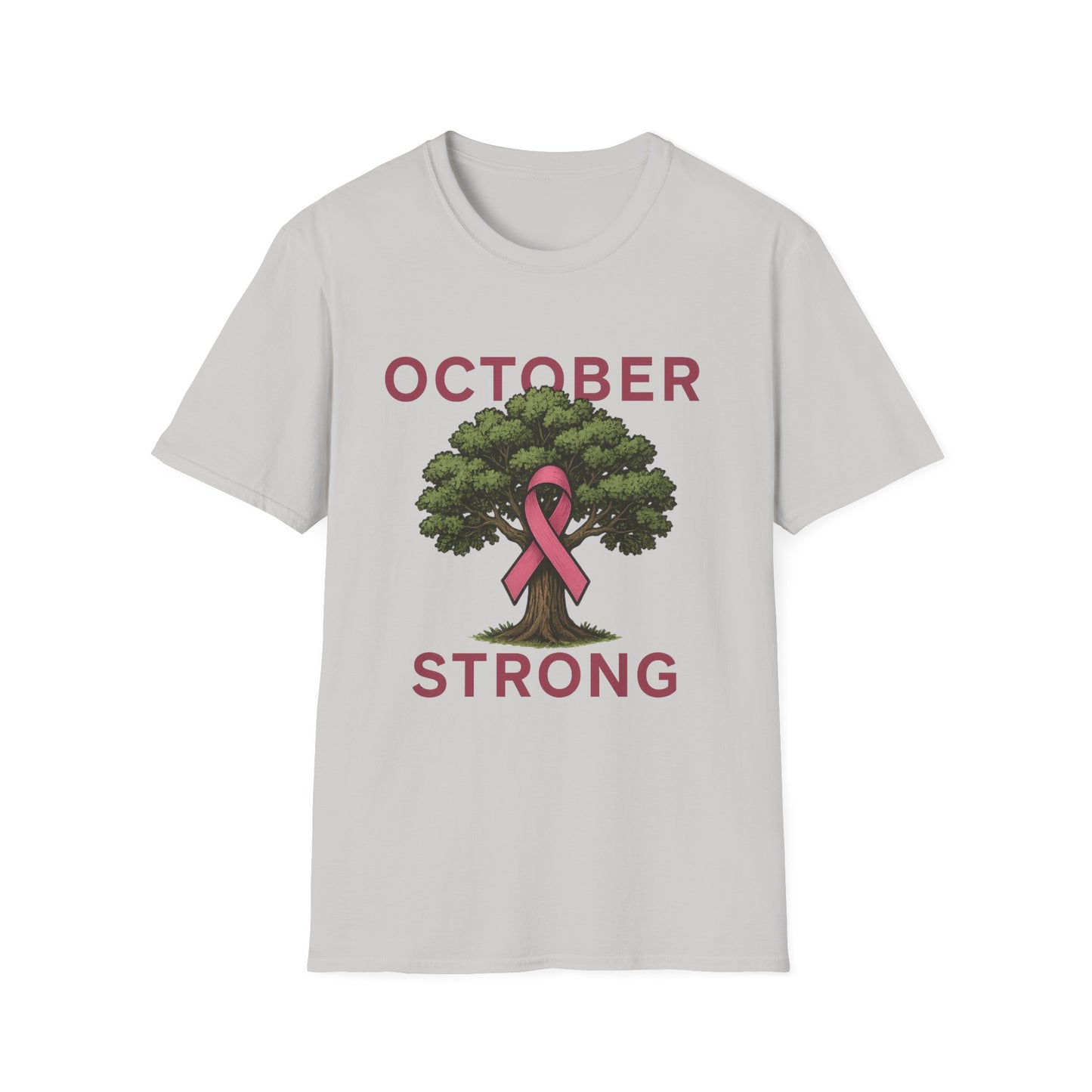 October Strong Shirt | Breast Cancer Awareness Pink Ribbon Tree Tee | Survivor Fighter Support T-Shirt Hope Strength Courage