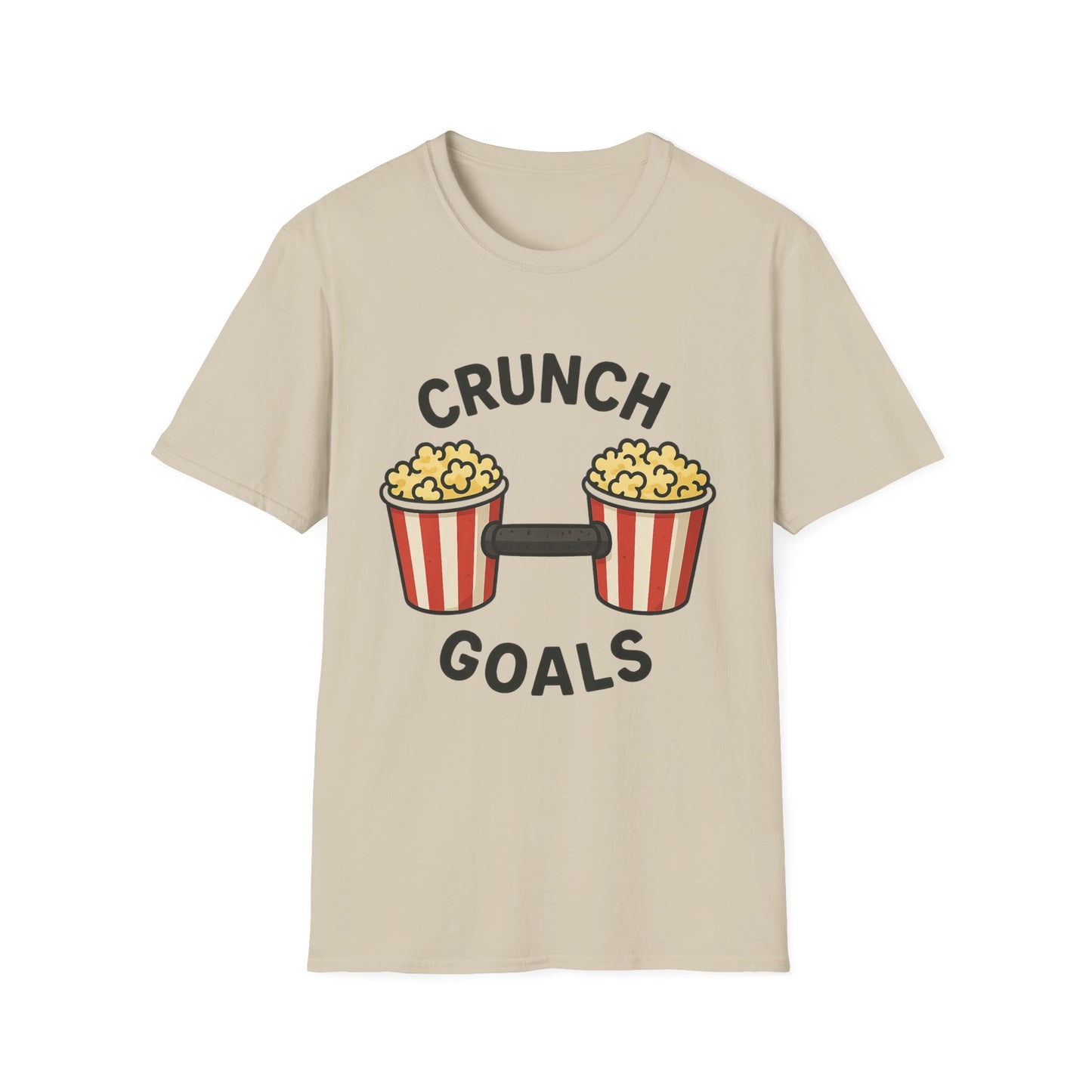 Crunch Goals Popcorn Shirt – Funny Fitness Pun Tee – Retro Popcorn Lover T-Shirt for Movie Nights & Snack Fans