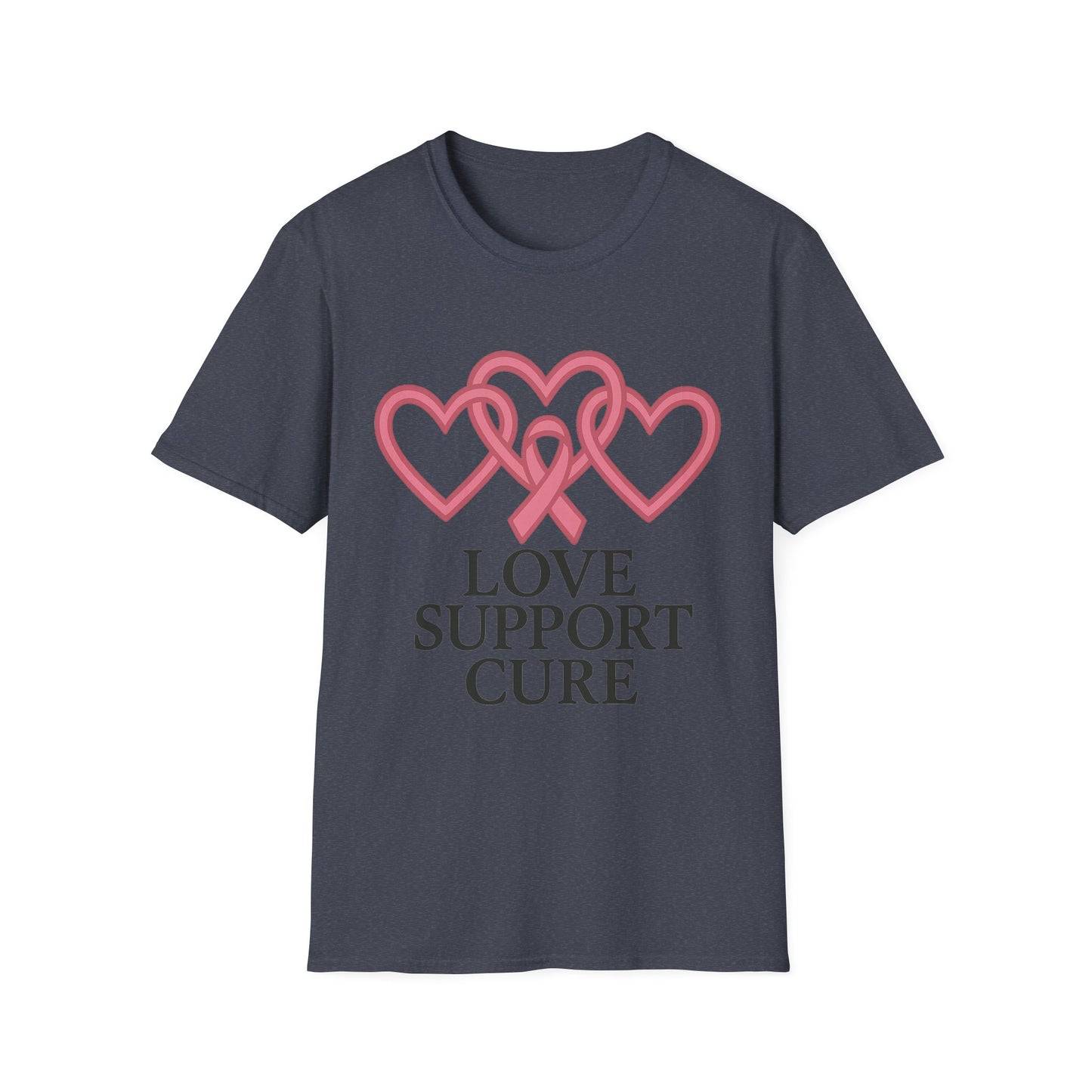 Love Support Cure Shirt | Breast Cancer Awareness Pink Ribbon Hearts Tee | Survivor Fighter Support Hope T-Shirt October Month