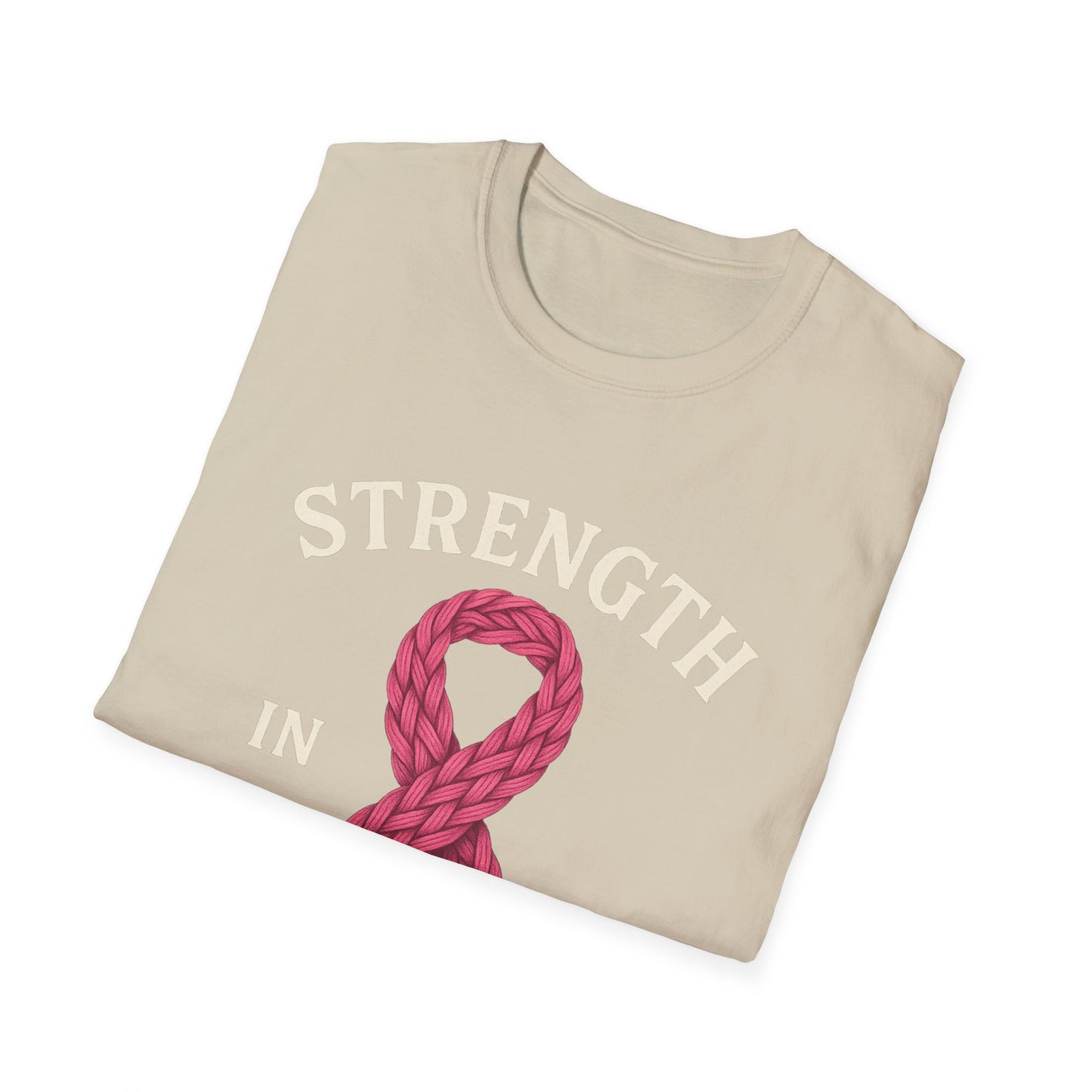 Strength in Every Stitch Shirt | Breast Cancer Awareness Pink Ribbon Tee | Knitting Crochet Support Survivor Fighter T-Shirt