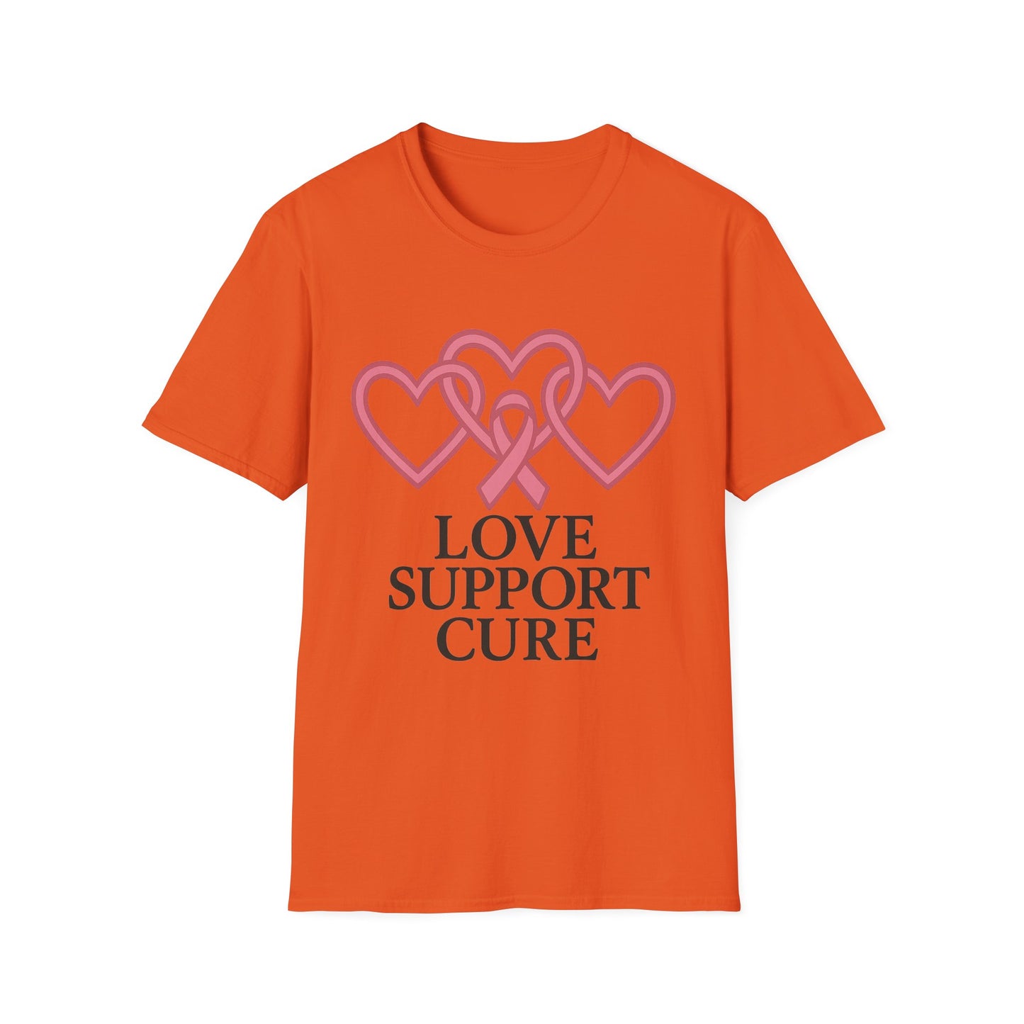 Love Support Cure Shirt | Breast Cancer Awareness Pink Ribbon Hearts Tee | Survivor Fighter Support Hope T-Shirt October Month