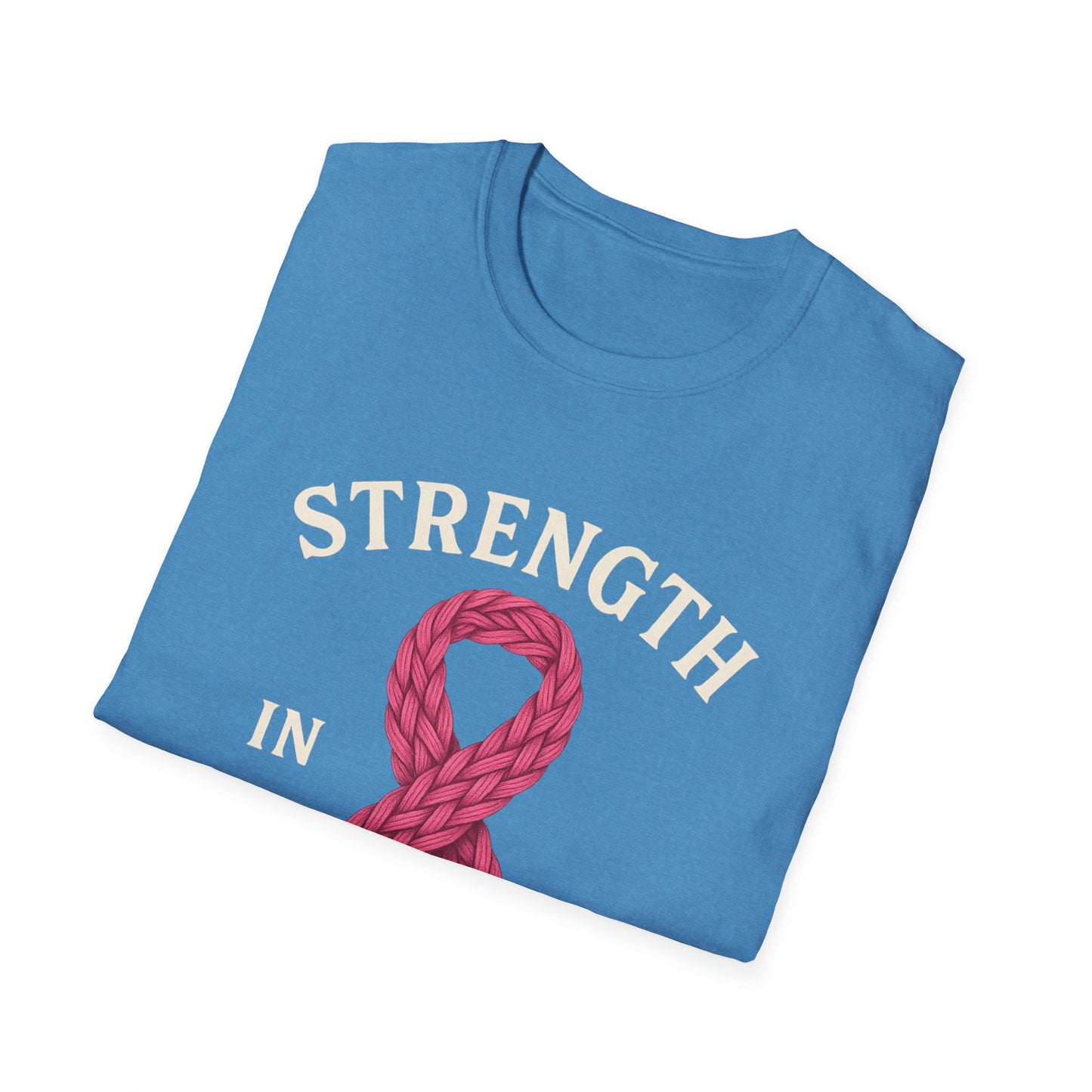 Strength in Every Stitch Shirt | Breast Cancer Awareness Pink Ribbon Tee | Knitting Crochet Support Survivor Fighter T-Shirt