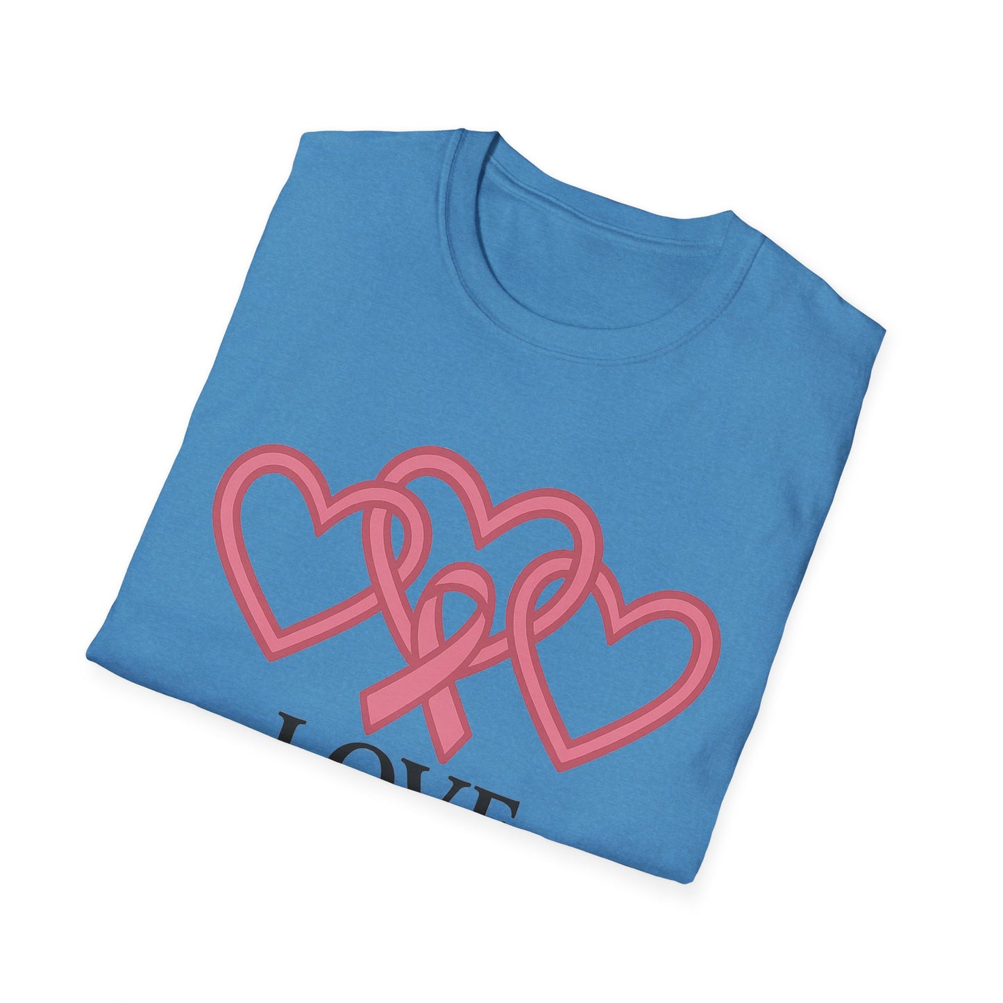 Love Support Cure Shirt | Breast Cancer Awareness Pink Ribbon Hearts Tee | Survivor Fighter Support Hope T-Shirt October Month