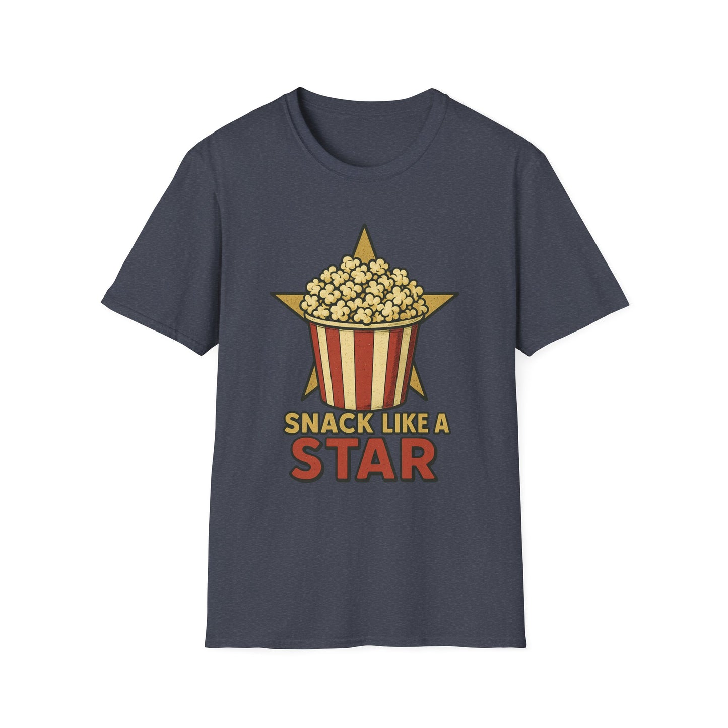 Snack Like a Star Popcorn Shirt – Funny Movie Night Tee – Retro Popcorn Bucket T-Shirt for Cinema Fans