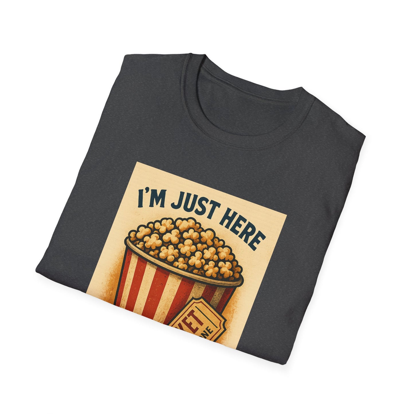 I’m Just Here for the Popcorn Shirt – Funny Movie Night Tee – Retro Popcorn Bucket T-Shirt for Theater & Film Fans