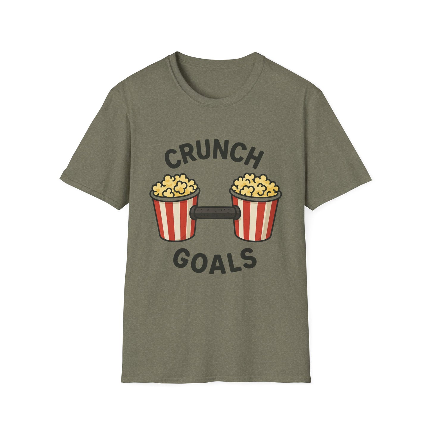 Crunch Goals Popcorn Shirt – Funny Fitness Pun Tee – Retro Popcorn Lover T-Shirt for Movie Nights & Snack Fans