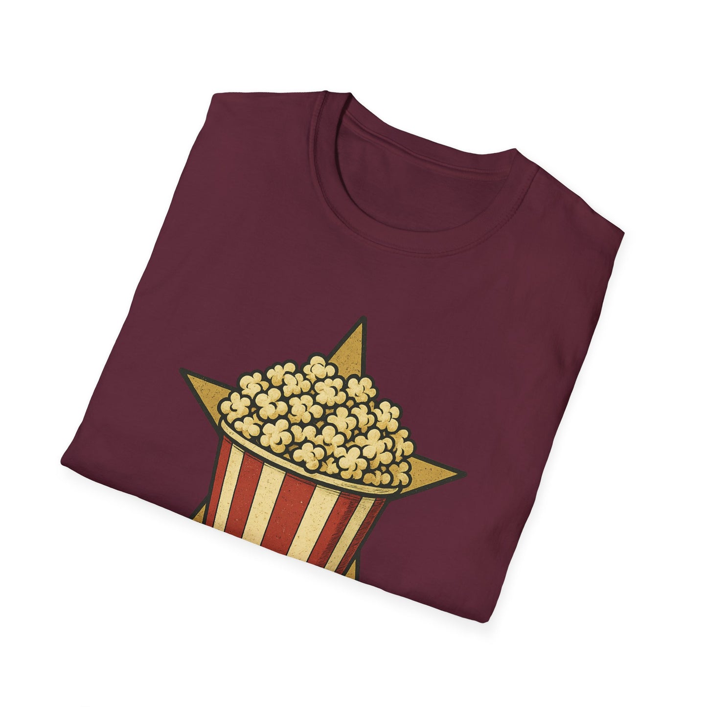 Snack Like a Star Popcorn Shirt – Funny Movie Night Tee – Retro Popcorn Bucket T-Shirt for Cinema Fans