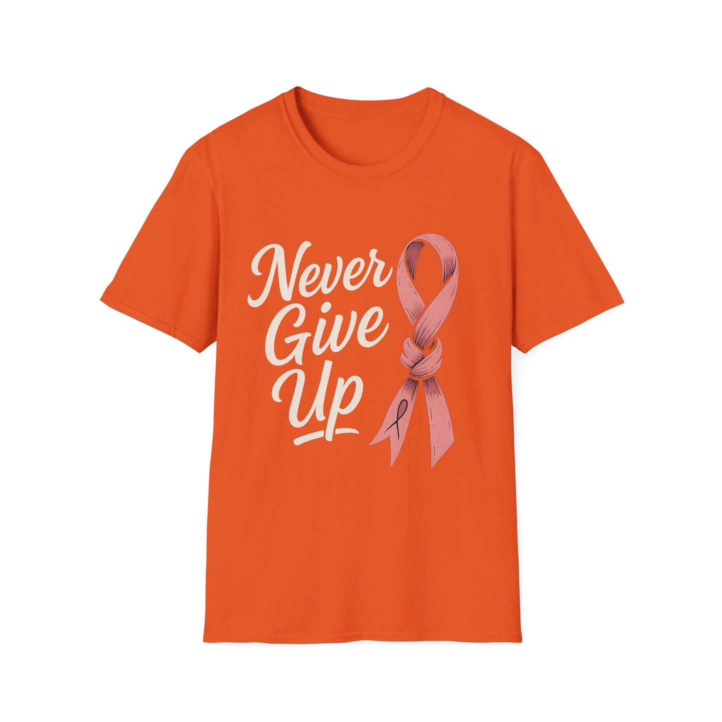 Never Give Up Shirt | Breast Cancer Awareness Pink Ribbon Tee | Inspirational Support Survivor Fighter T-Shirt October Hope
