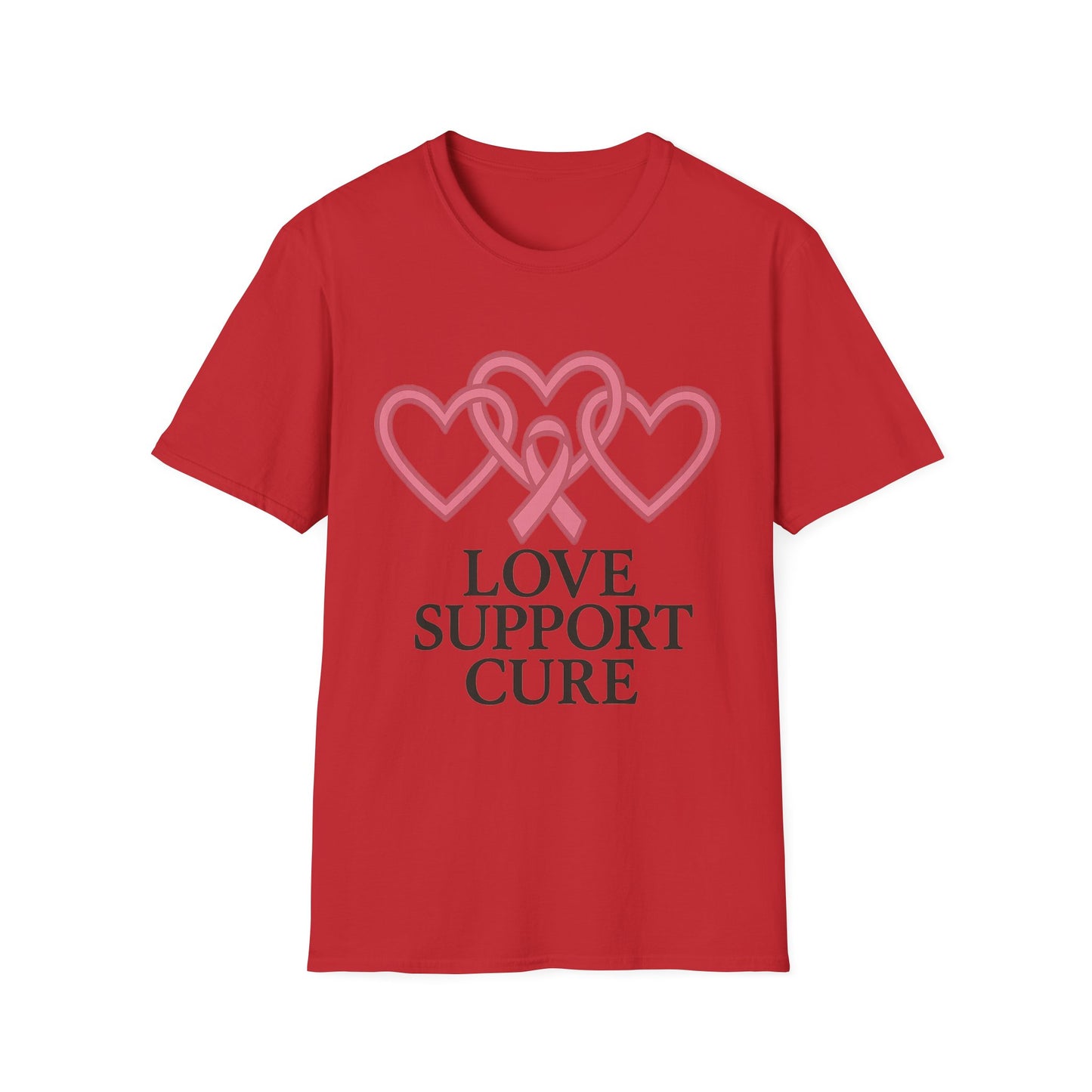 Love Support Cure Shirt | Breast Cancer Awareness Pink Ribbon Hearts Tee | Survivor Fighter Support Hope T-Shirt October Month