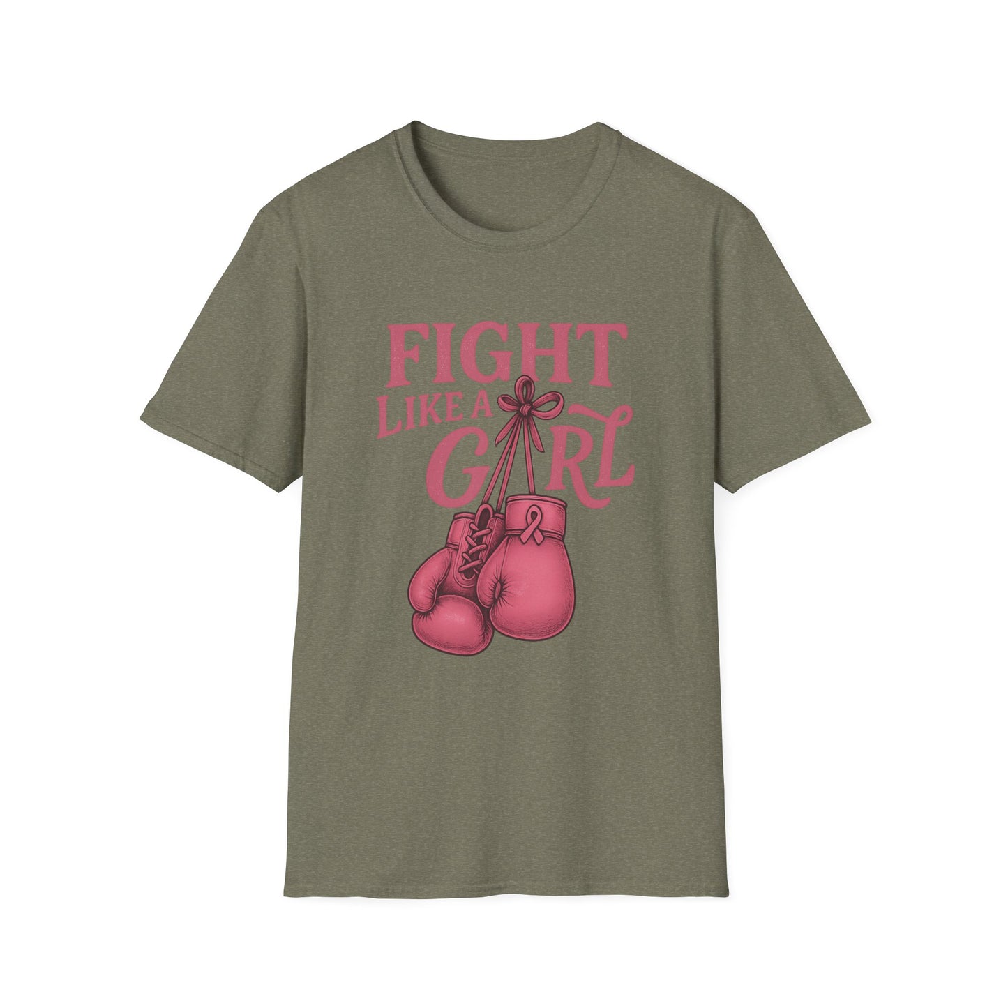 Fight Like a Girl Shirt | Breast Cancer Awareness Boxing Gloves Tee | Pink Ribbon Strength Support T-Shirt Survivor Fighter