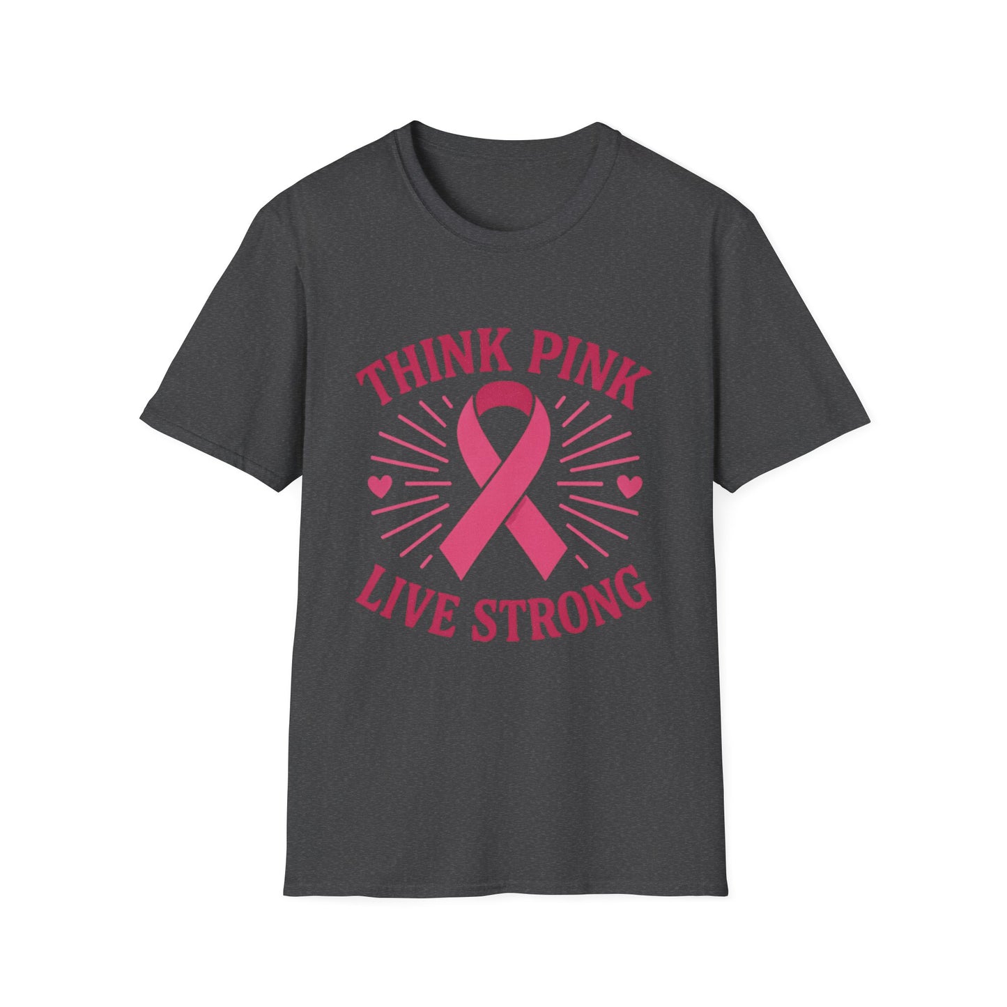 Think Pink Shirt Live Strong | Breast Cancer Awareness Ribbon Tee | Pink Support Hope Strength T-Shirt Women Men October