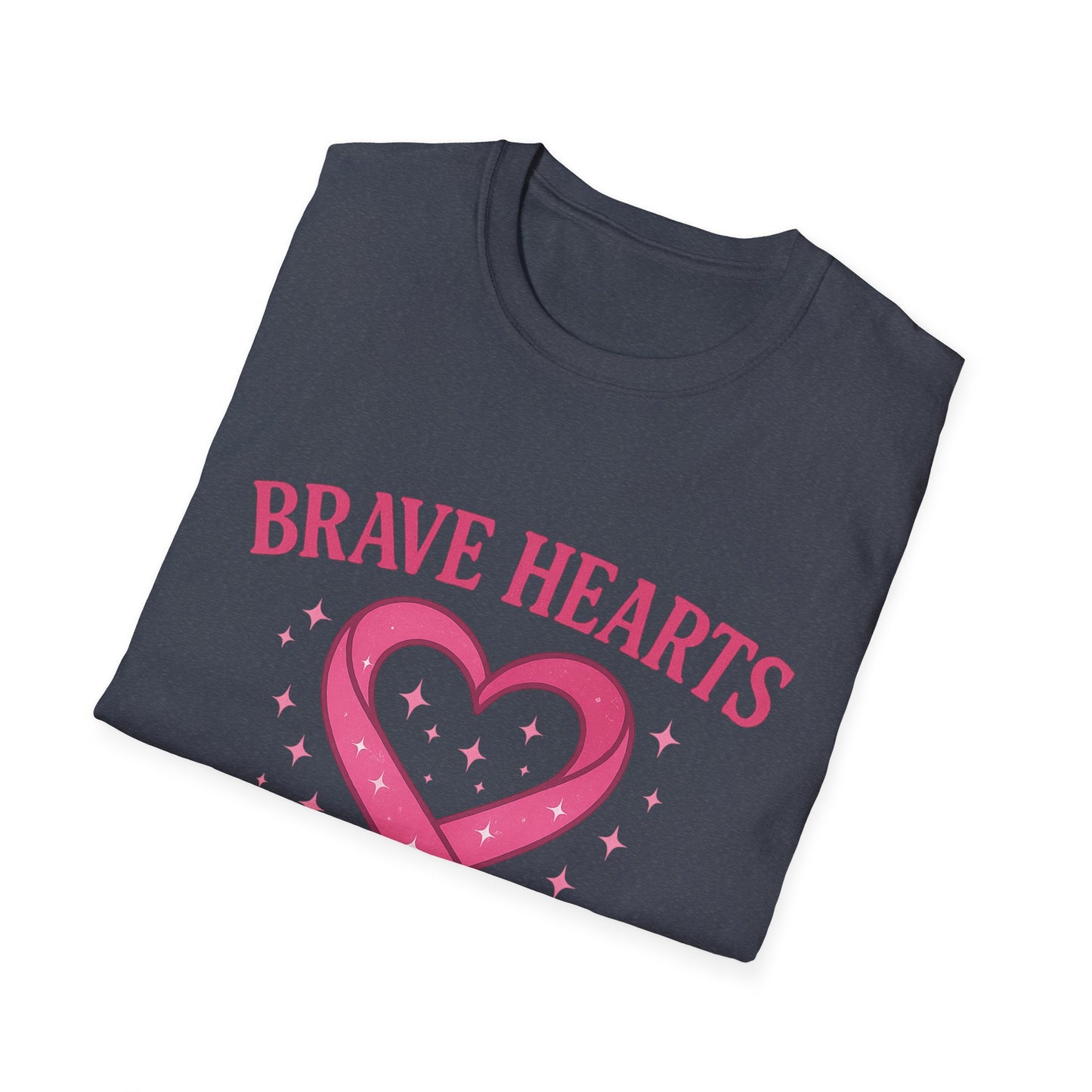 Brave Hearts Wear Pink Shirt | Breast Cancer Awareness Heart Ribbon Tee | Survivor Fighter Support Hope T-Shirt October Strong