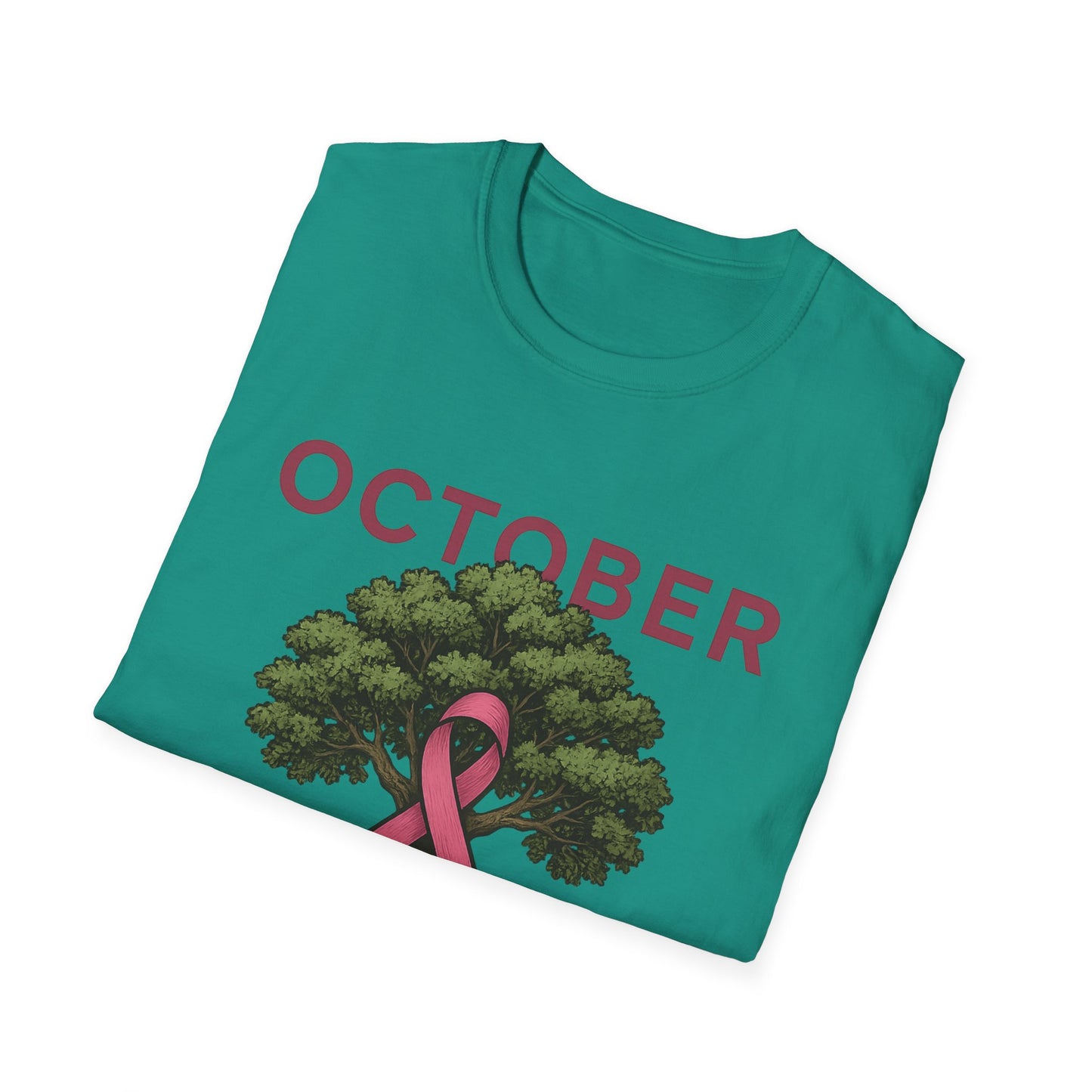 October Strong Shirt | Breast Cancer Awareness Pink Ribbon Tree Tee | Survivor Fighter Support T-Shirt Hope Strength Courage