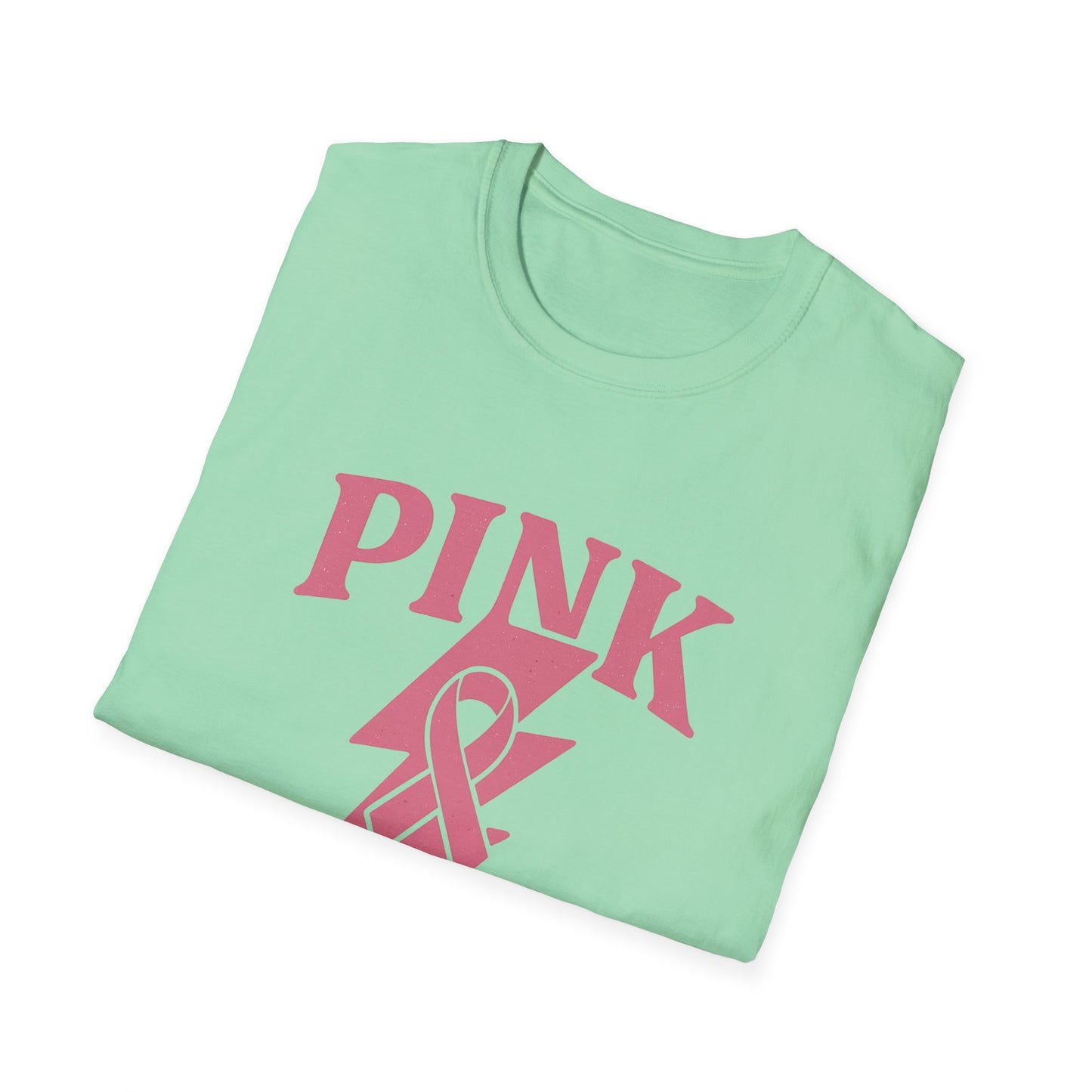 Pink Power Shirt | Breast Cancer Awareness Lightning Ribbon Tee | Survivor Fighter Strong Support Hope T-Shirt October Month