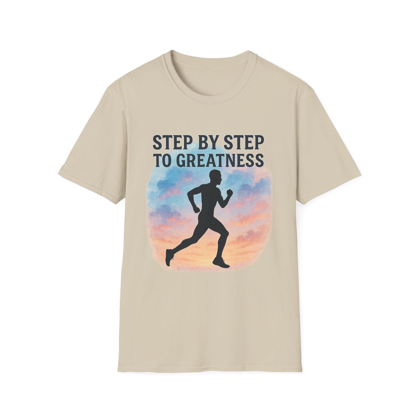 Step by Step to Greatness T-Shirt – Runner Silhouette Motivational Fitness Tee
