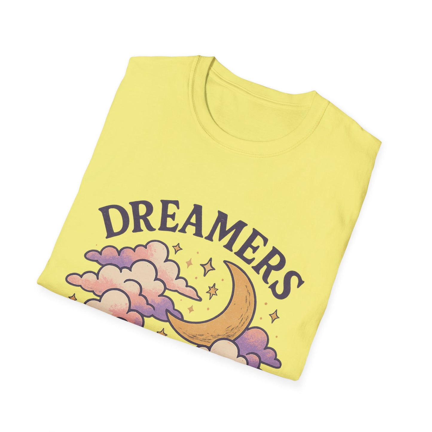 Dreamers Unite T-Shirt – Whimsical Moon & Clouds Inspirational Dreamer Tee
