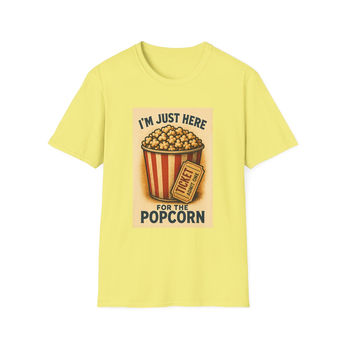 I’m Just Here for the Popcorn Shirt – Funny Movie Night Tee – Retro Popcorn Bucket T-Shirt for Theater & Film Fans