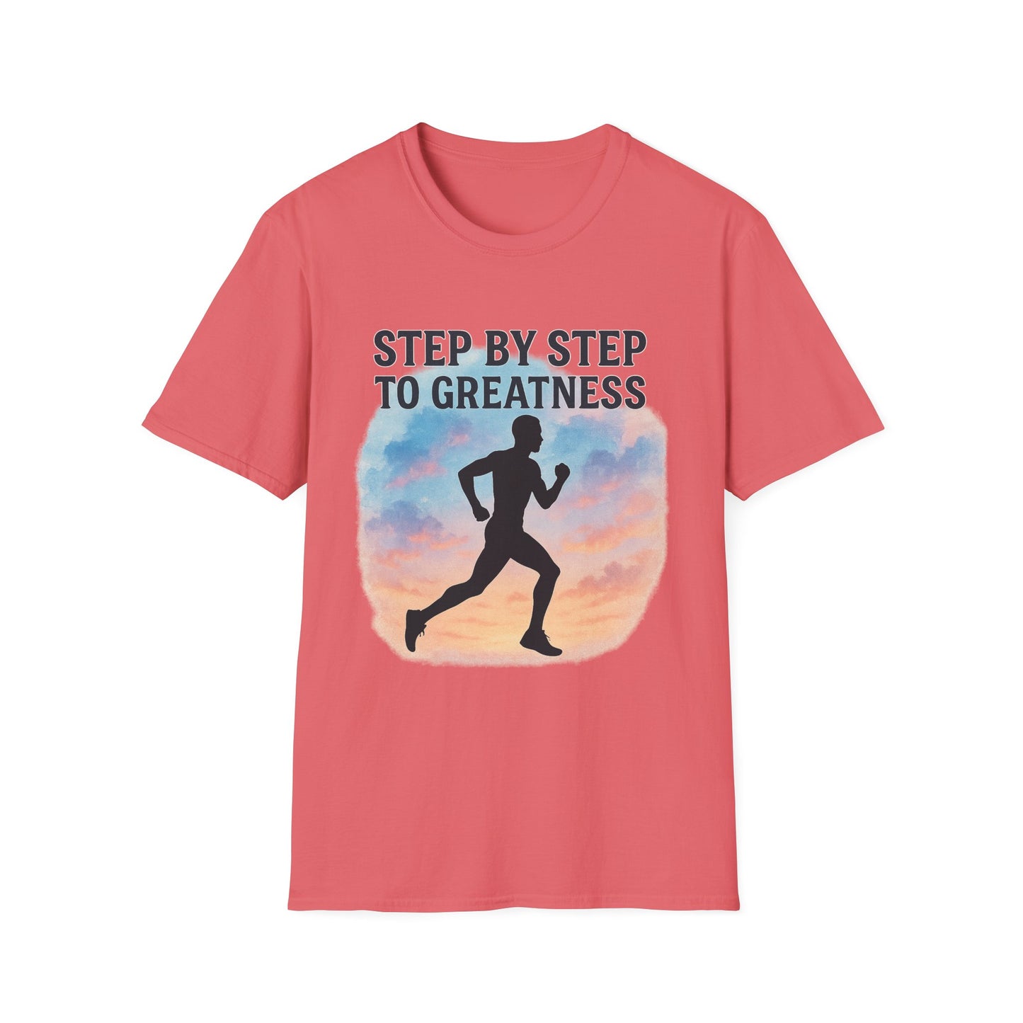 Step by Step to Greatness T-Shirt – Runner Silhouette Motivational Fitness Tee