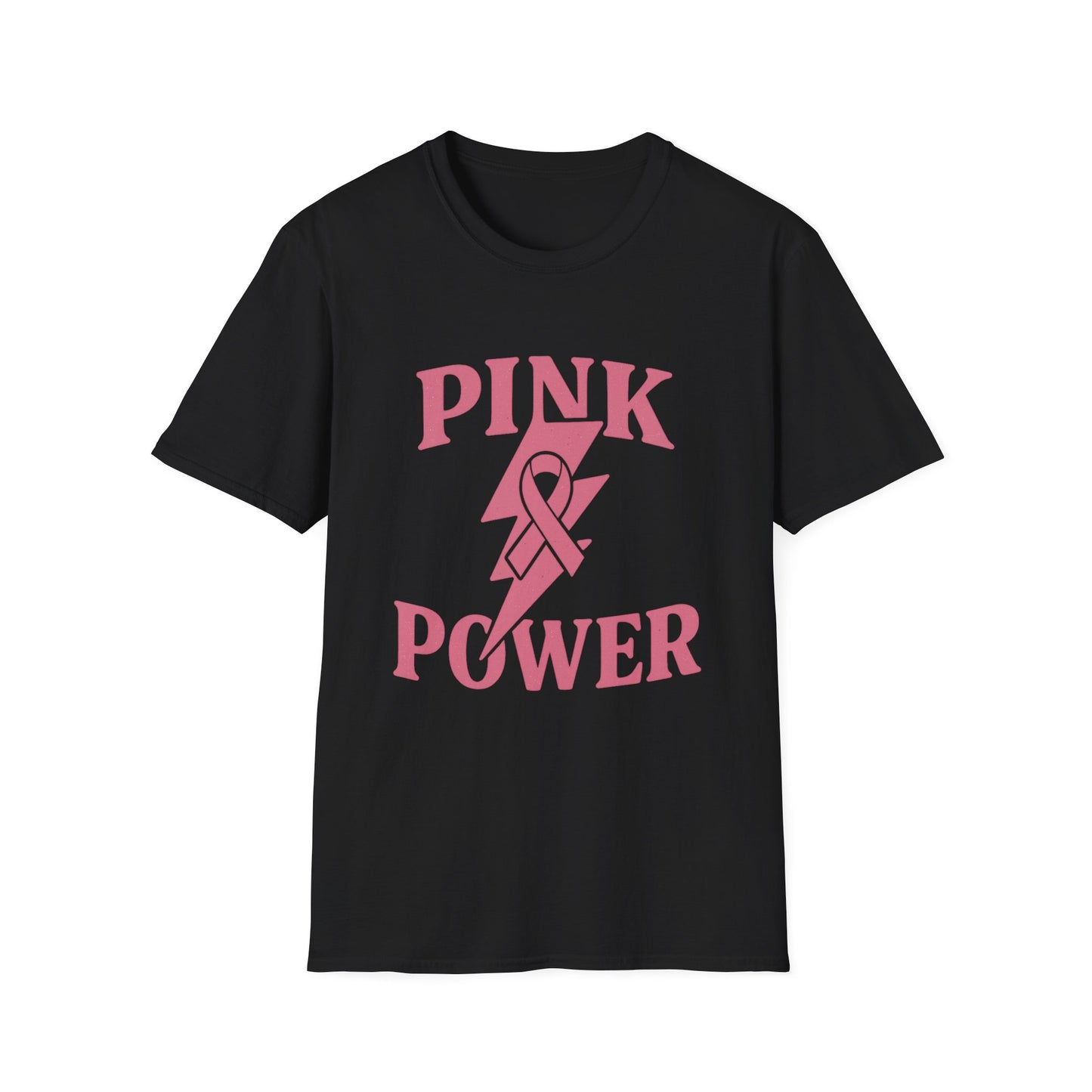 Pink Power Shirt | Breast Cancer Awareness Lightning Ribbon Tee | Survivor Fighter Strong Support Hope T-Shirt October Month