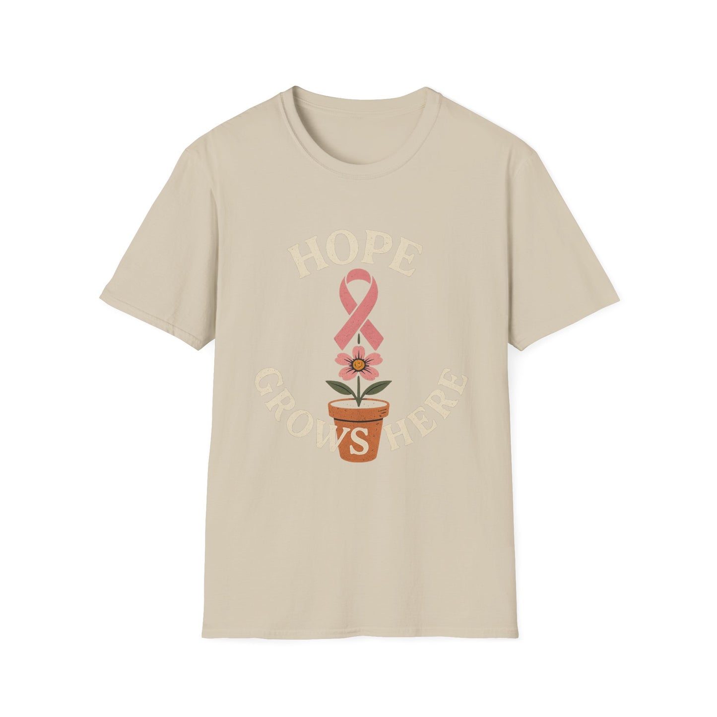 Hope Grows Here Shirt | Breast Cancer Awareness Pink Ribbon Flower Tee | Survivor Fighter Support October Strong T-Shirt